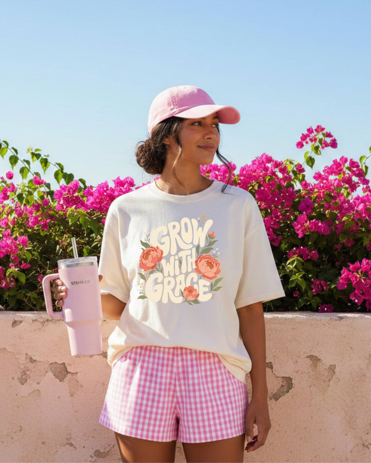 Grow With Grace Christian Flower Comfort Colors T-Shirt, Jesus Bible Gift