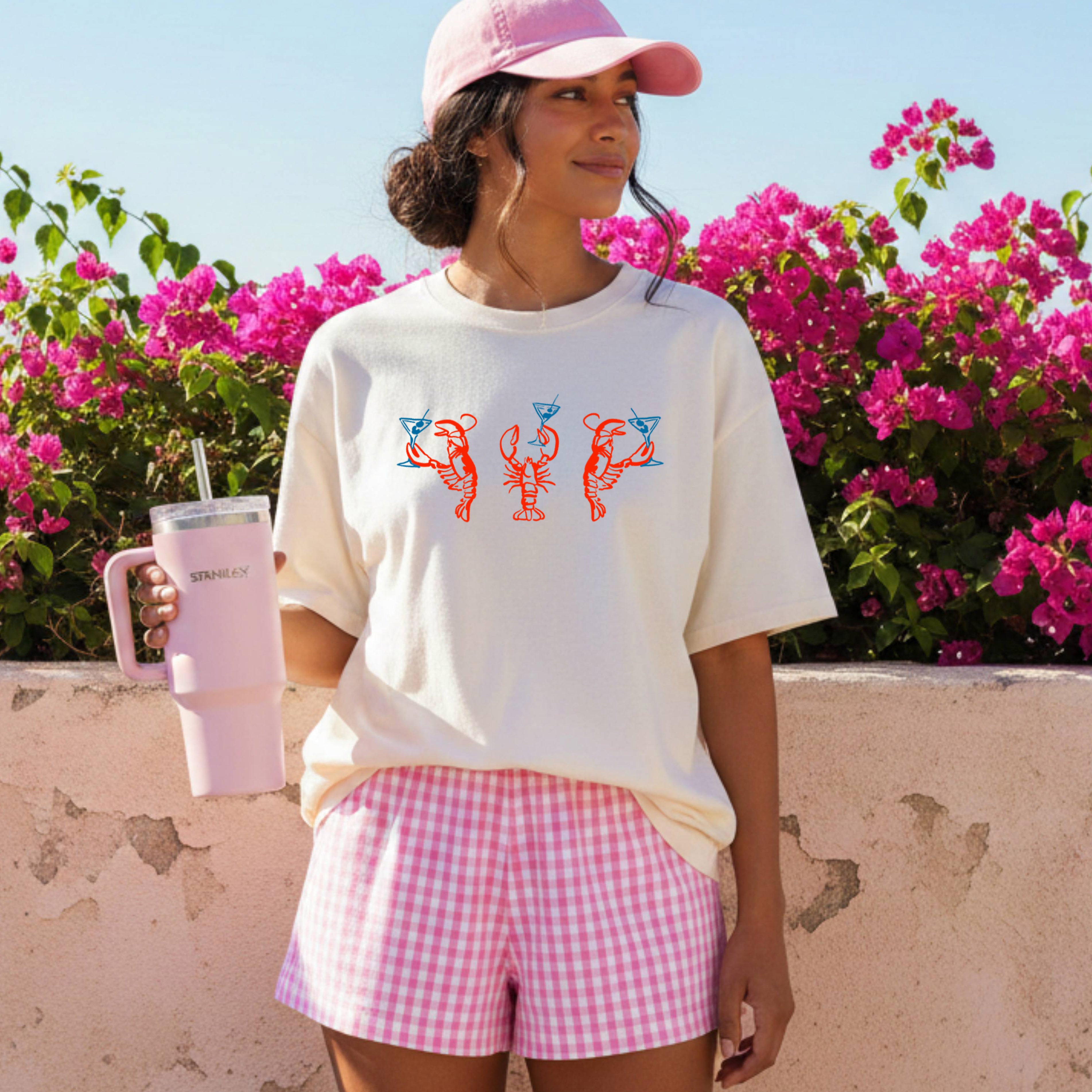 Lobster Martini Shrimp Beach Nature Comfort Colors T Shirt Vacation Lake Summer (Copy)