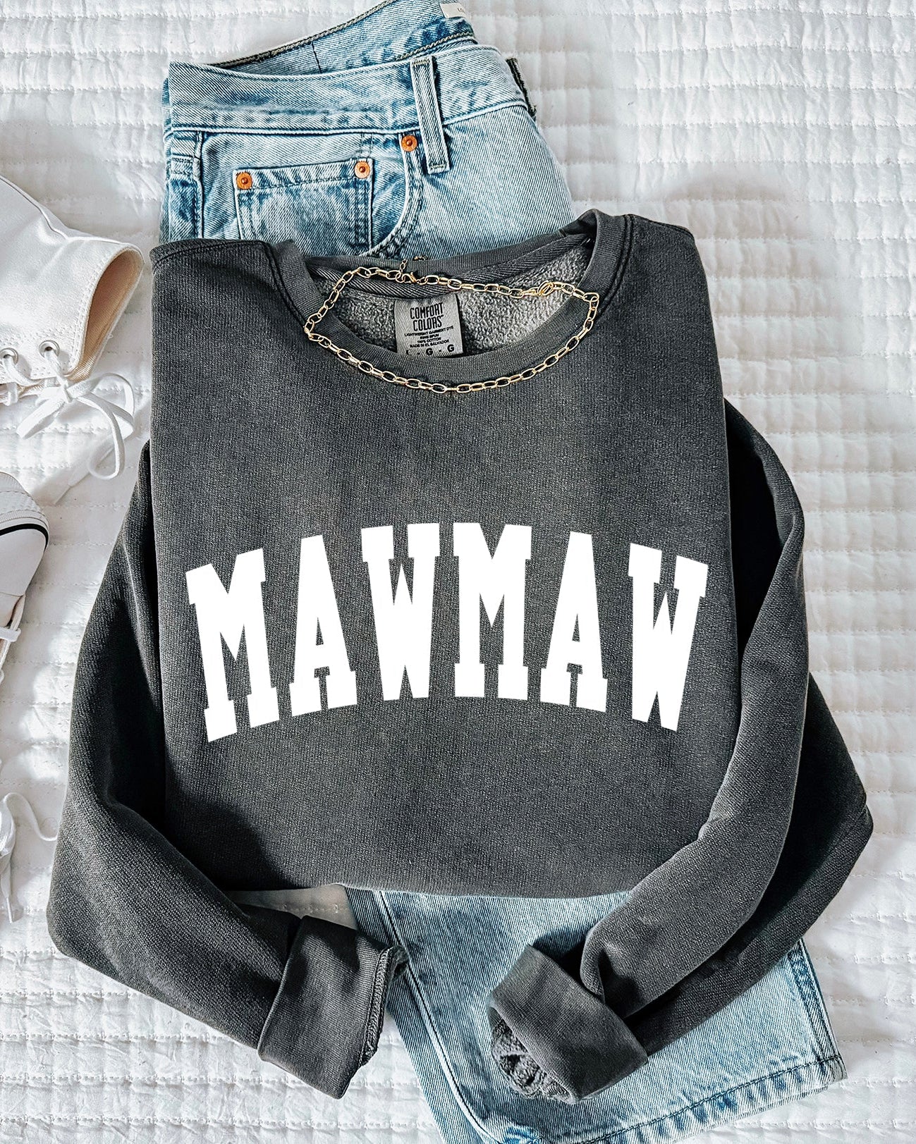 maw maw Grandma Garment Dyed Comfort Colors Sweatshirt