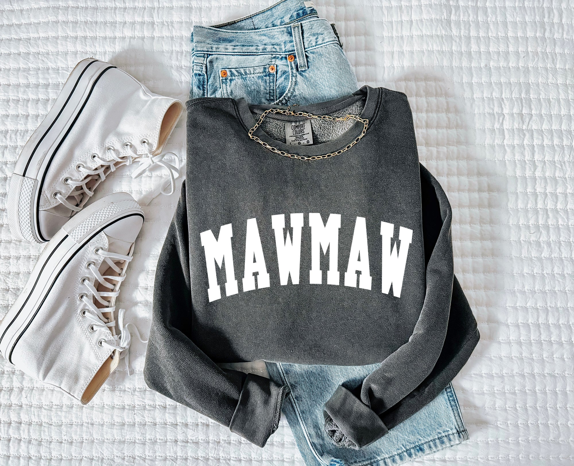 maw maw Grandma Garment Dyed Comfort Colors Sweatshirt