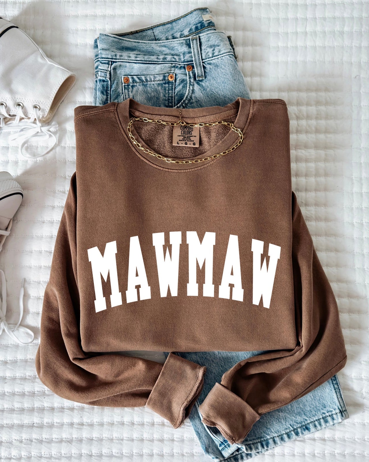 maw maw Grandma Garment Dyed Comfort Colors Sweatshirt