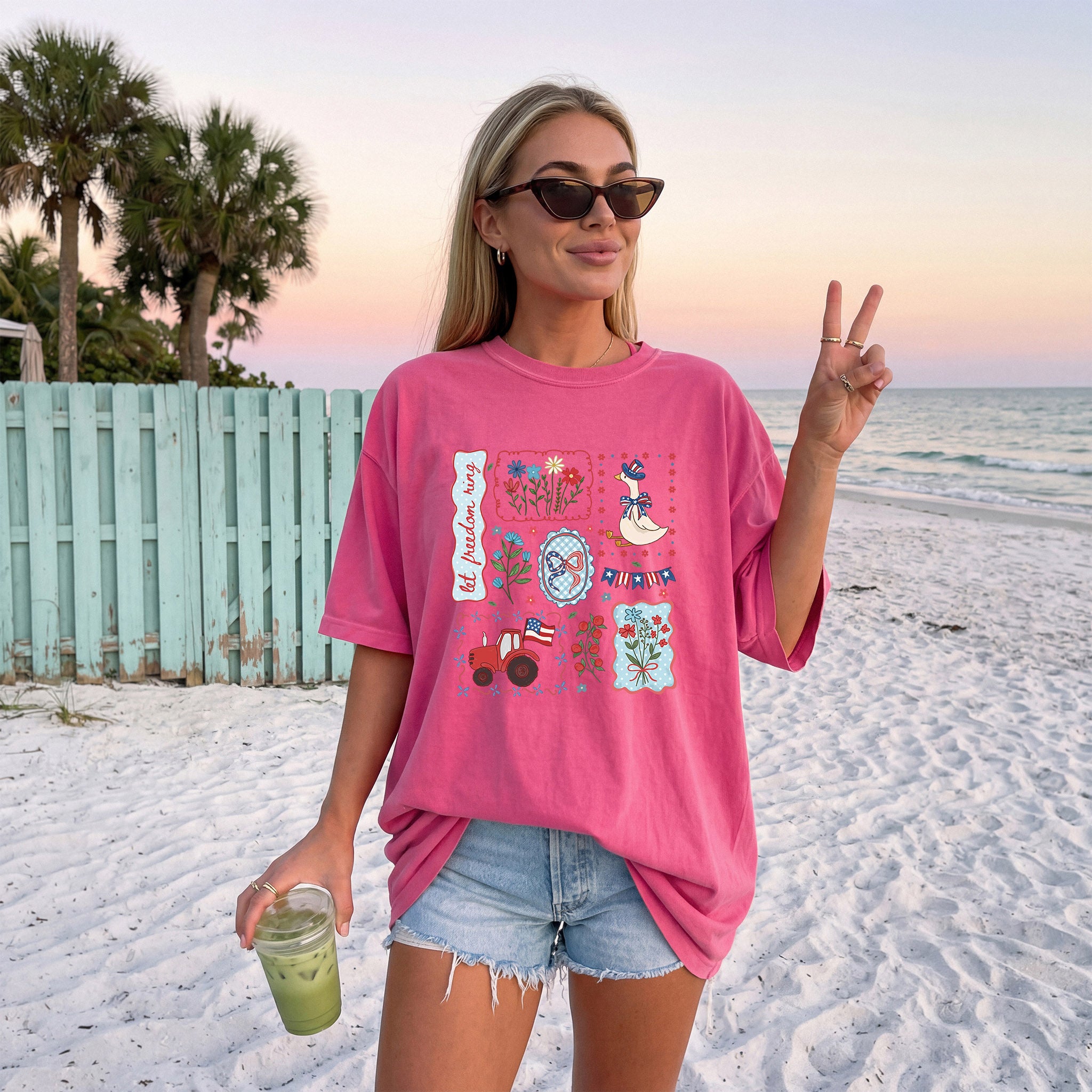 USA America Beach Comfort Colors T Shirt Vacation Lake Summer - 4th of July, Memorial day, Veterans day
