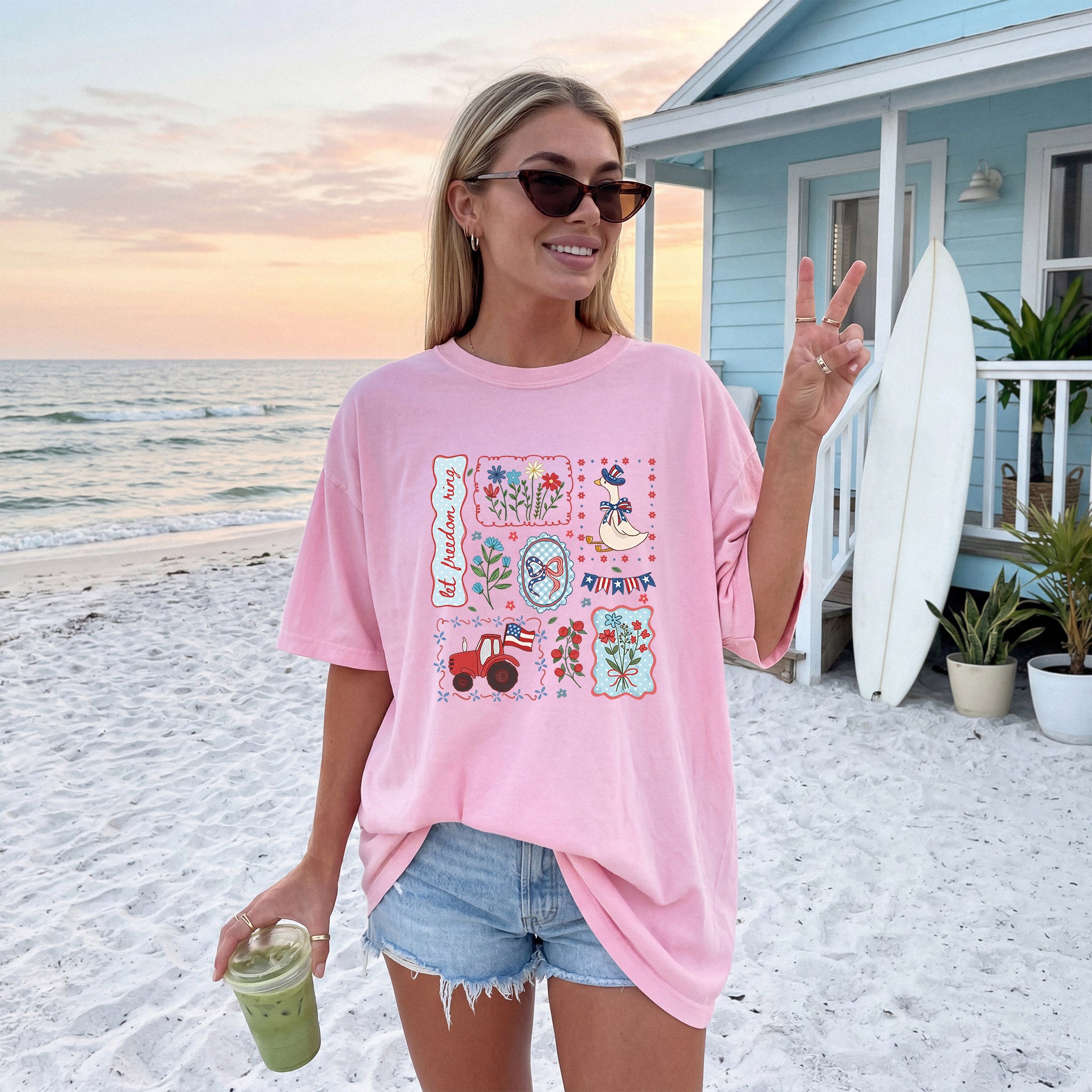 USA America Beach Comfort Colors T Shirt Vacation Lake Summer - 4th of July, Memorial day, Veterans day