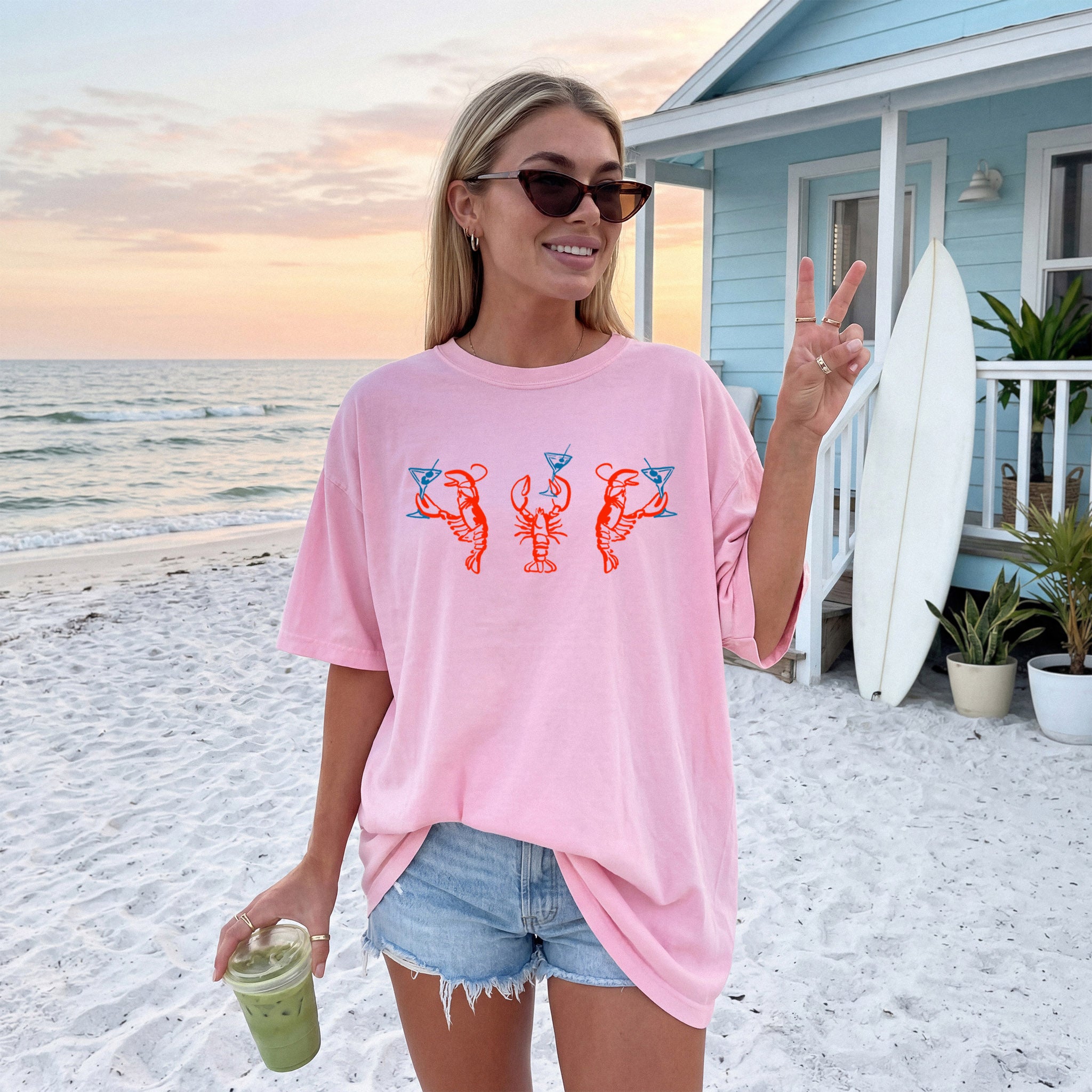 Lobster Martini Shrimp Beach Nature Comfort Colors T Shirt Vacation Lake Summer (Copy)