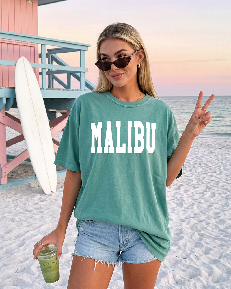 Malibu State City College Comfort Colors T Shirt Vacation Beach Lake Summer