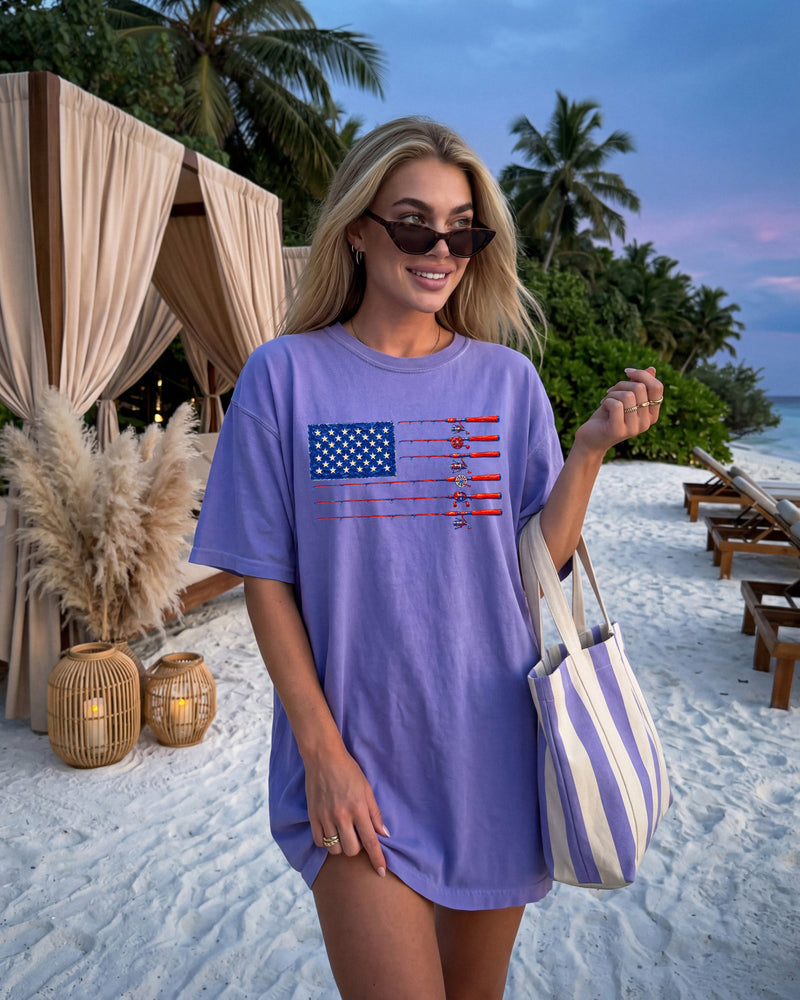 USA America Fishing Comfort Colors T Shirt - 4th of July, Memorial day, Veterans day gift for dad