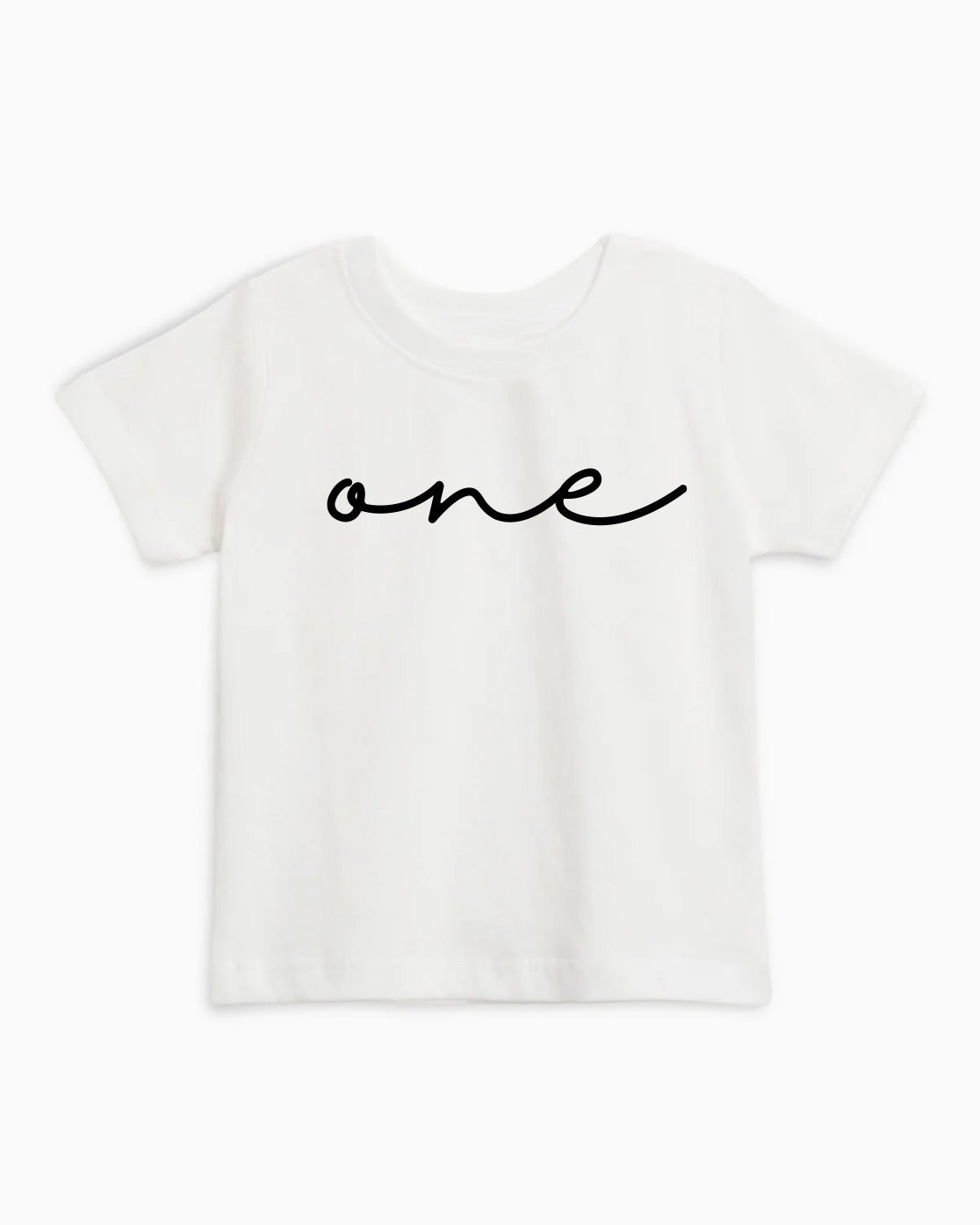 One Cursive Minimal Organic Cotton Kids Tee, 1st Birthday Shirt