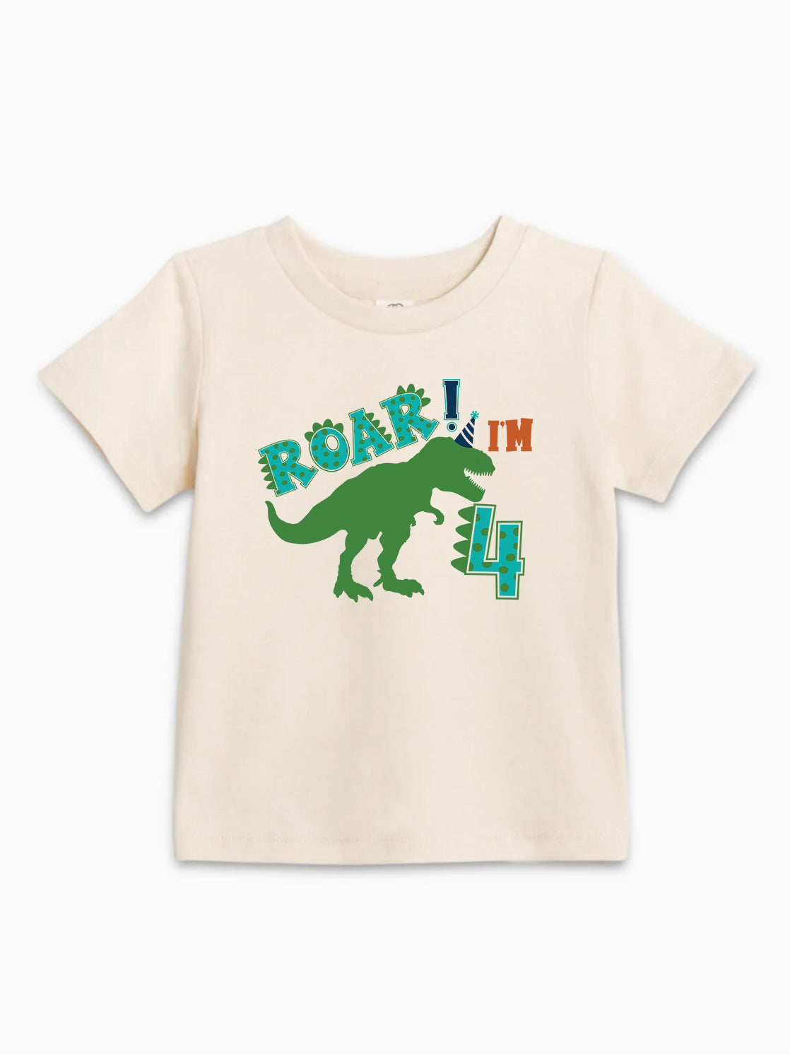 I'm 4 Four Dinosaur Roar Birthday Organic Cotton Kids Tee