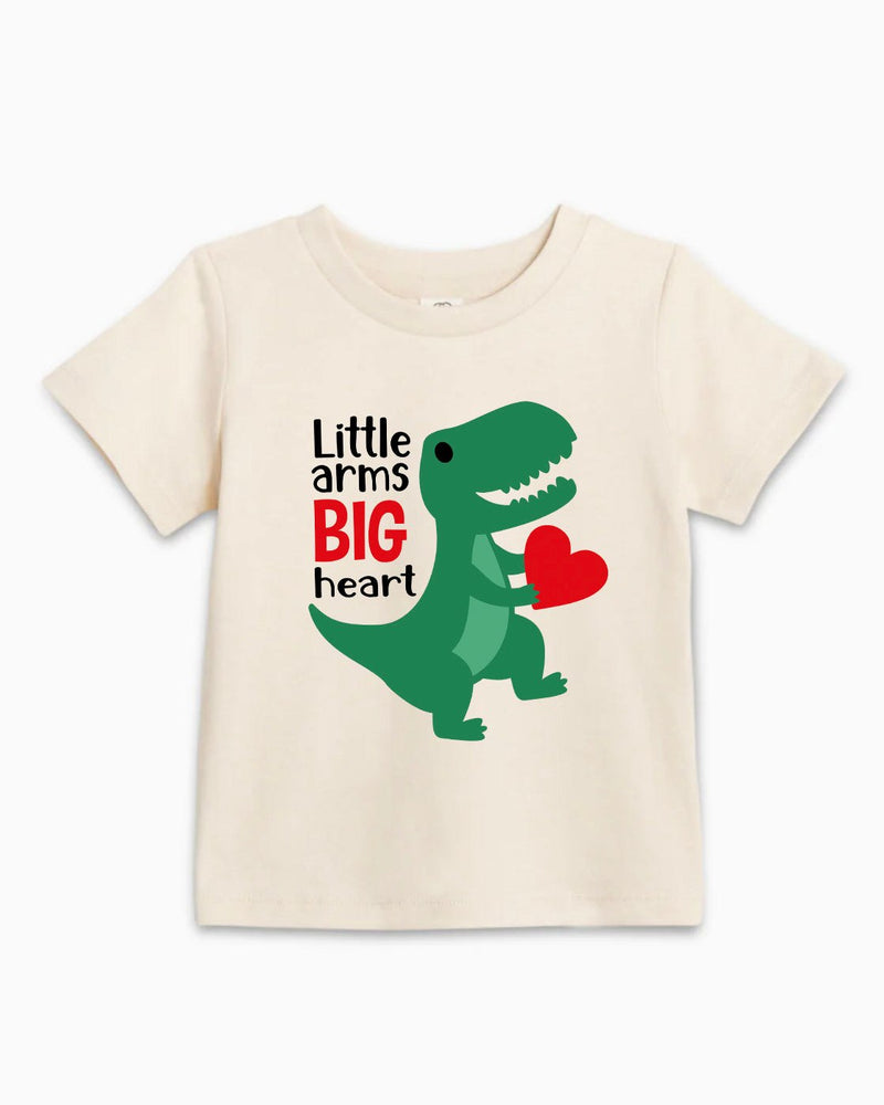 Cute Dinosaur Organic Cotton Kids Tee, Little Arms Big Heart Dino Shirt