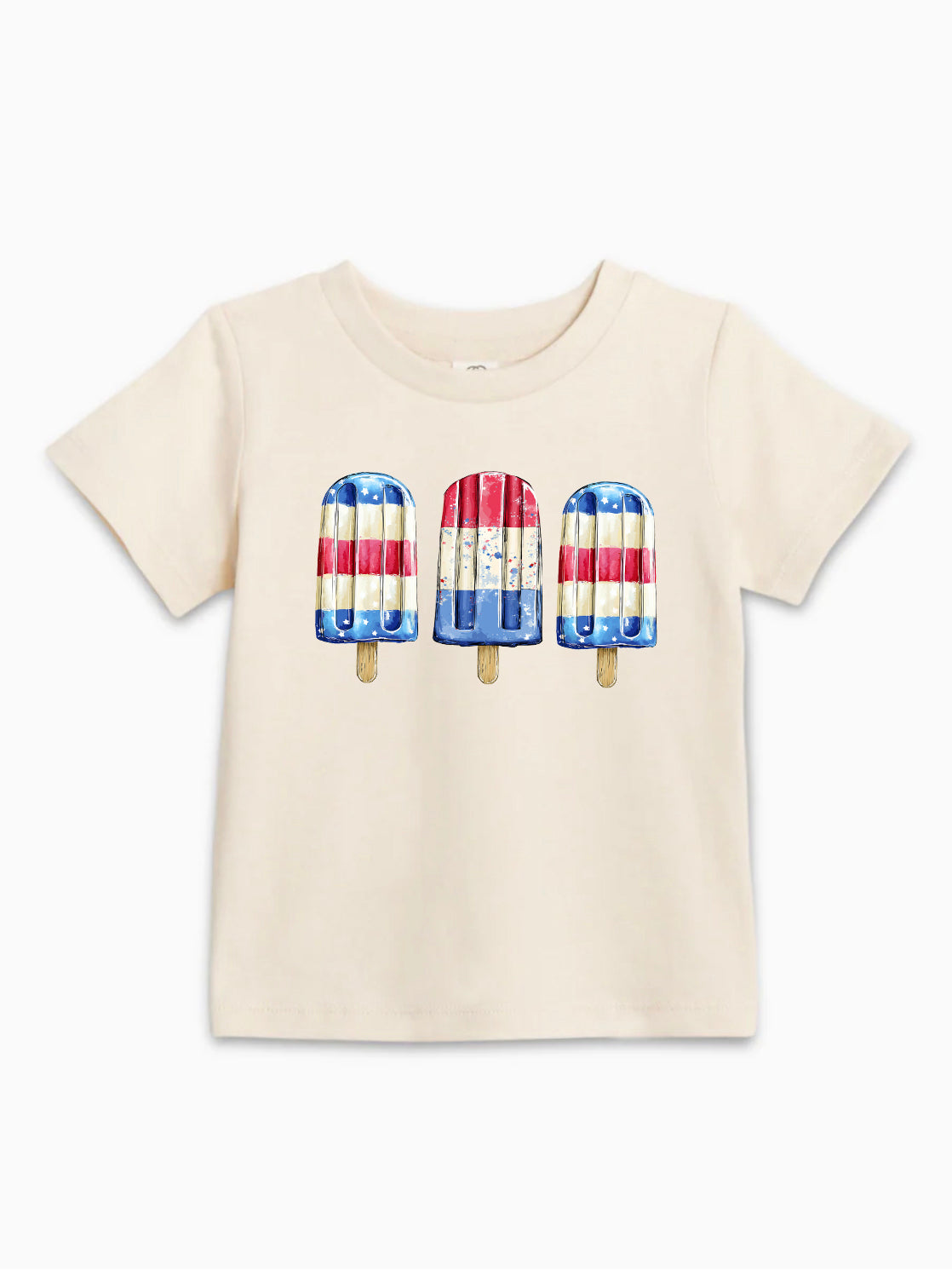 Organic Cotton America USA Patriotic 4th of July Red White Blue Summer Popsicle Kids Tee