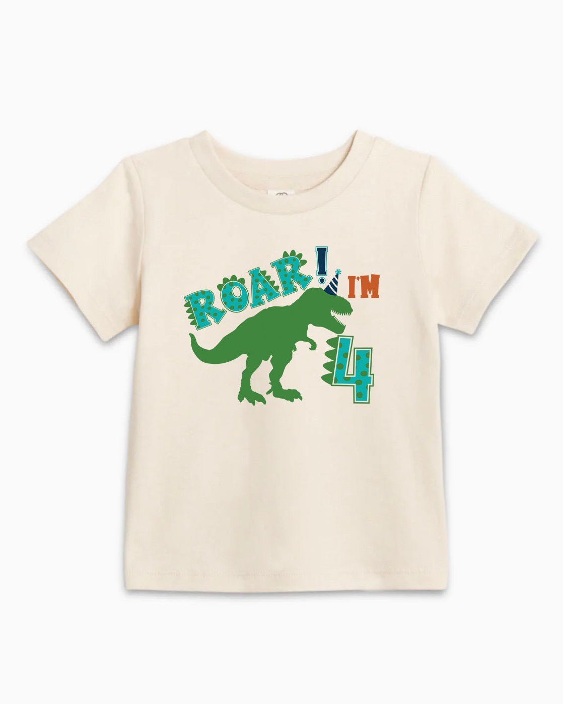I'm 4 Dinosaur Roar Organic Cotton Kids Tee, 4th Birthday Dino Shirt