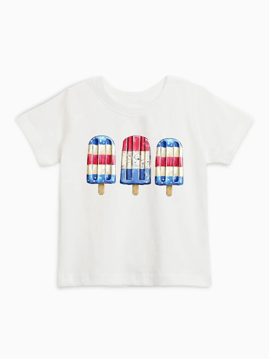 Organic Cotton America USA Patriotic 4th of July Red White Blue Summer Popsicle Kids Tee