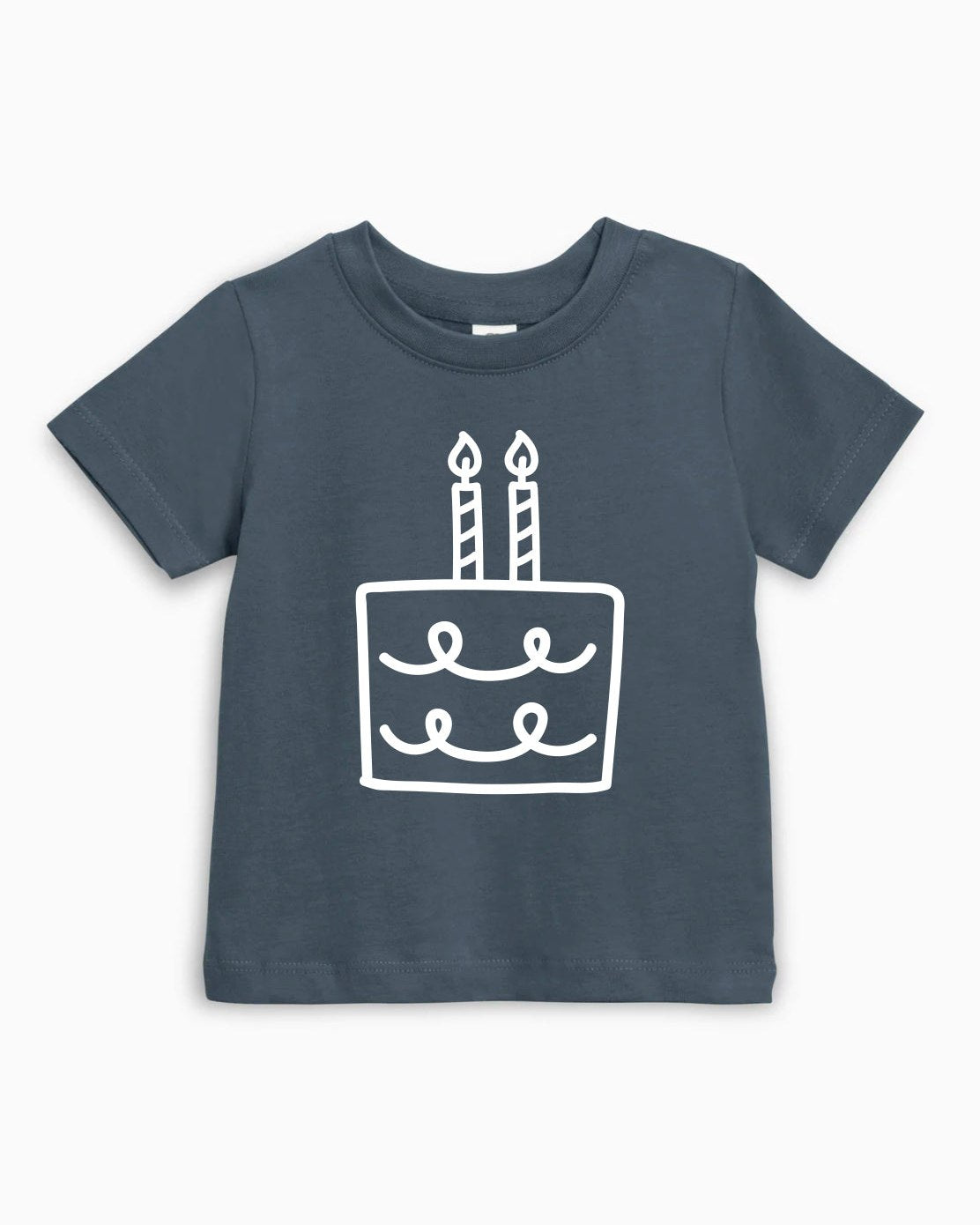 Two Birthday Cake Candle Organic Cotton Kids Tee, Minimal 2nd Birthday Shirt