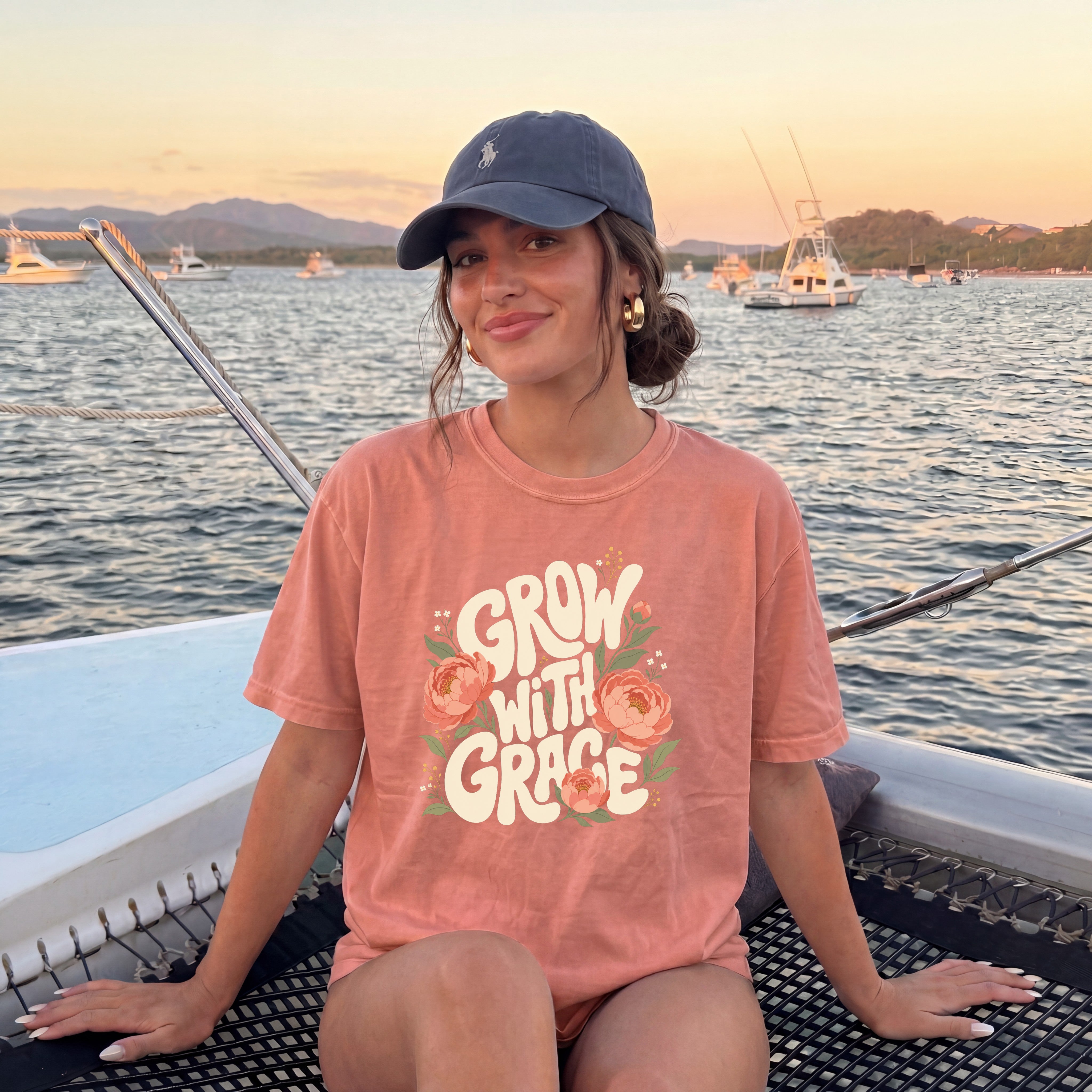 Grow with Grace Christian Flower Comfort Colors T Shirt Religious Jesus Bible