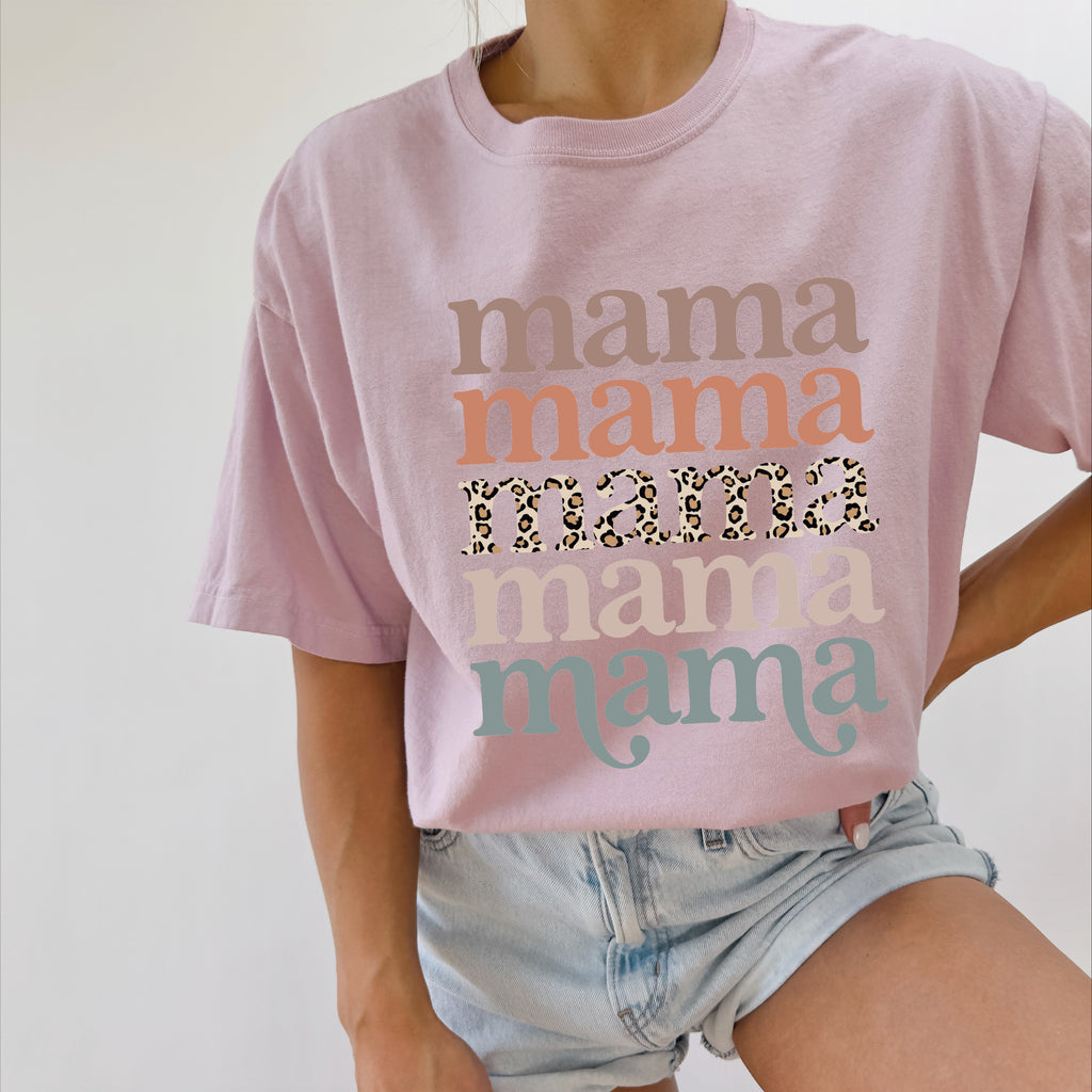 Mama Leopard Comfort Colors T Shirt