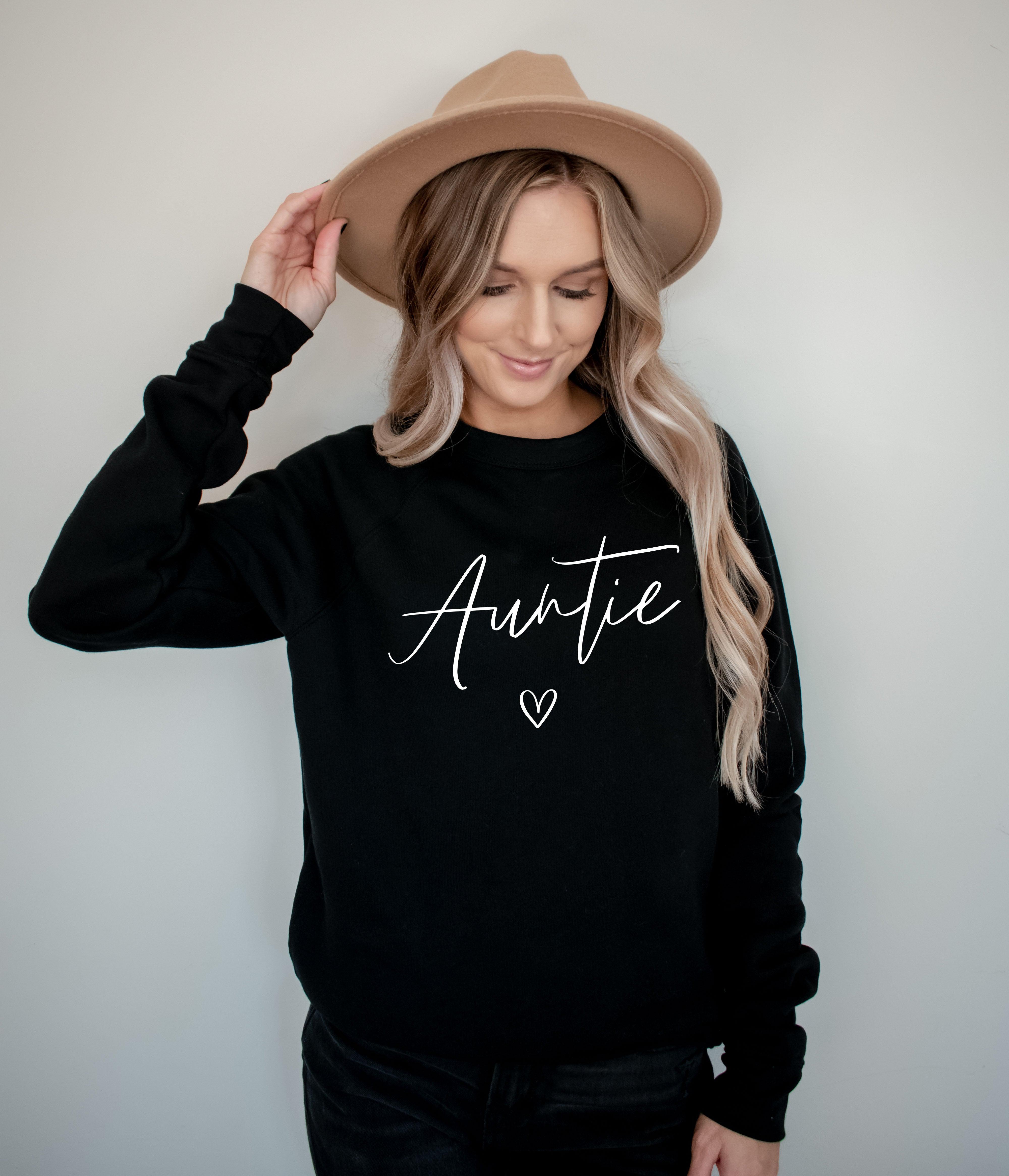 Auntie Heart Underneath Drop Shoulder Sponge Fleece Crewneck Sweatshirt