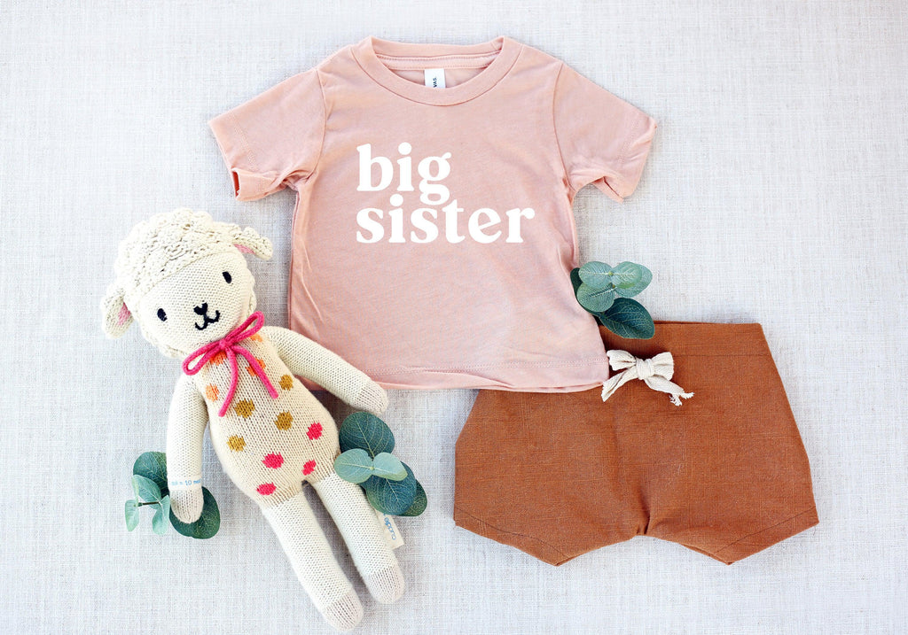 Big Sister Baby And Toddler Big Sis Pregnancy Announcement T Shirt (Serif)