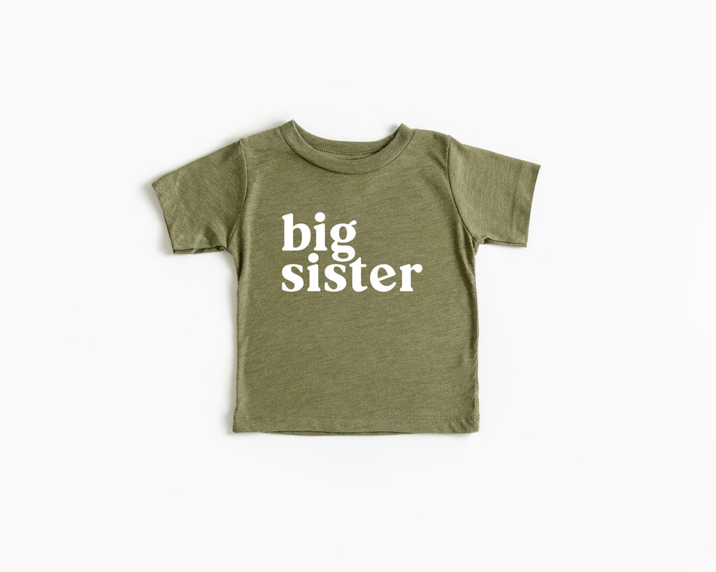 Big Sister Baby And Toddler Big Sis Pregnancy Announcement T Shirt (Serif)