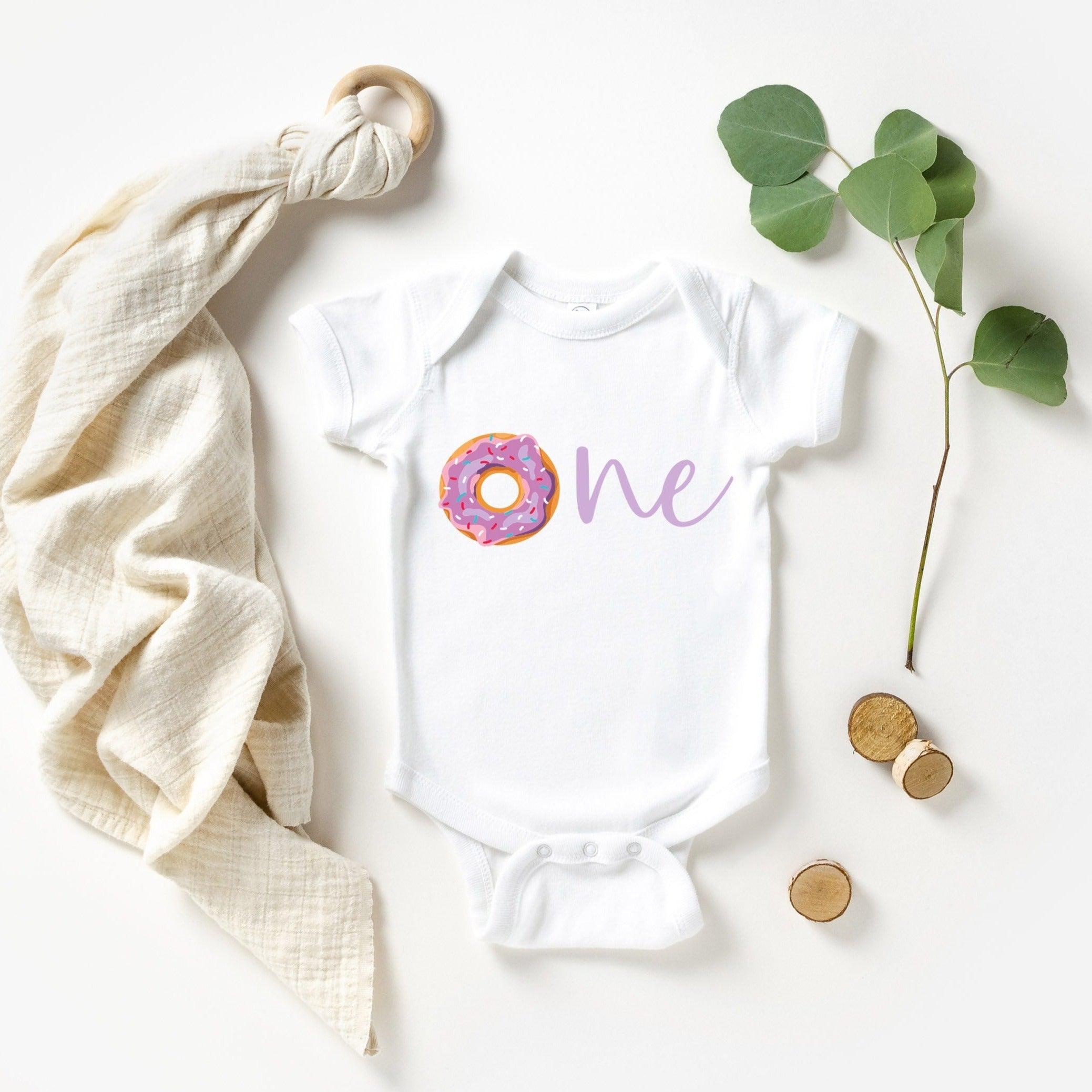 Birthday Girl One donut first birthday Bodysuit Organic Cotton