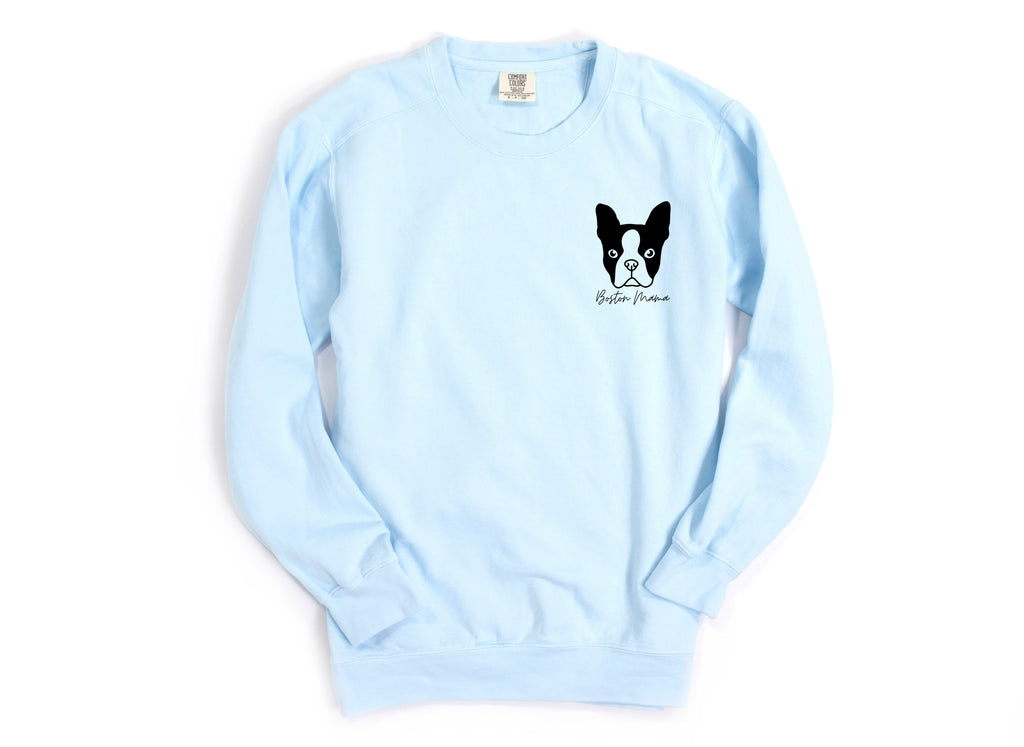 Boston Terrier Dog Mama Garment Dyed Sweatshirt