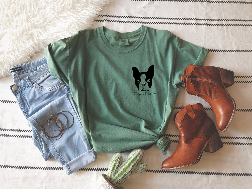 Boston Terrier Dog mom Comfort Colors T Shirt