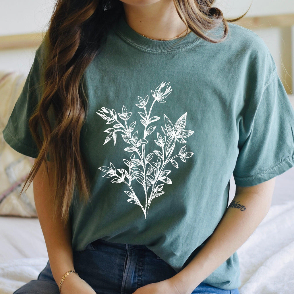 Botanical Wildflowers Comfort Colors T Shirt