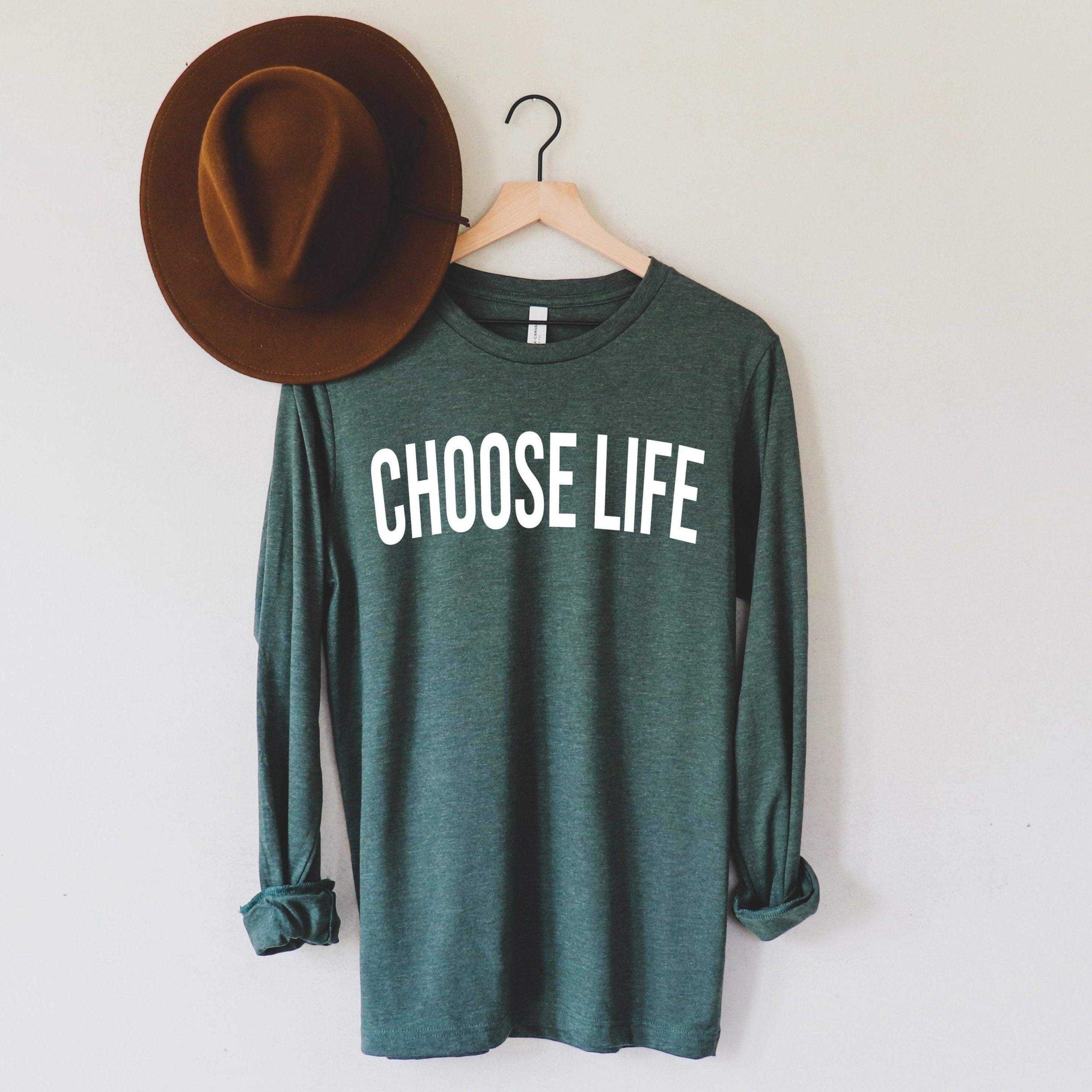 Choose Life Pro-life Long Sleeve Tshirt (Block)