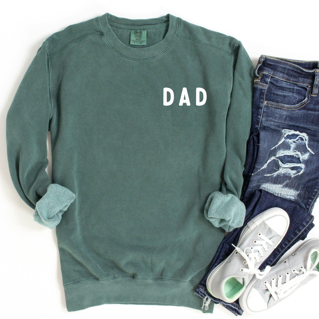 Dad Garment Dyed Comfort Colors Sweatshirt (Rounded font Left Chest)