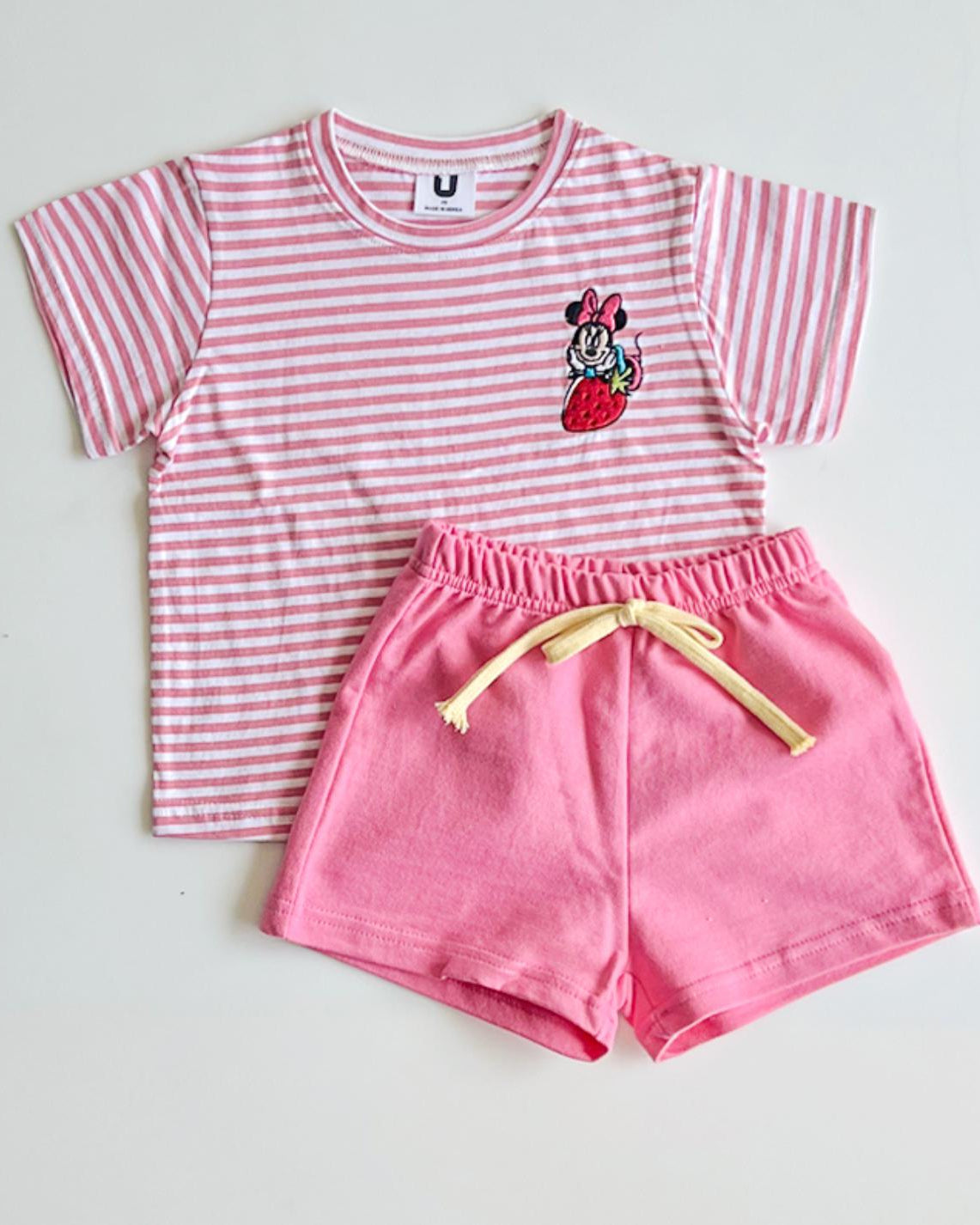 Disney Mickey mouse and Mini mouse baby and toddler Stripe T-shirt & Shorts Set