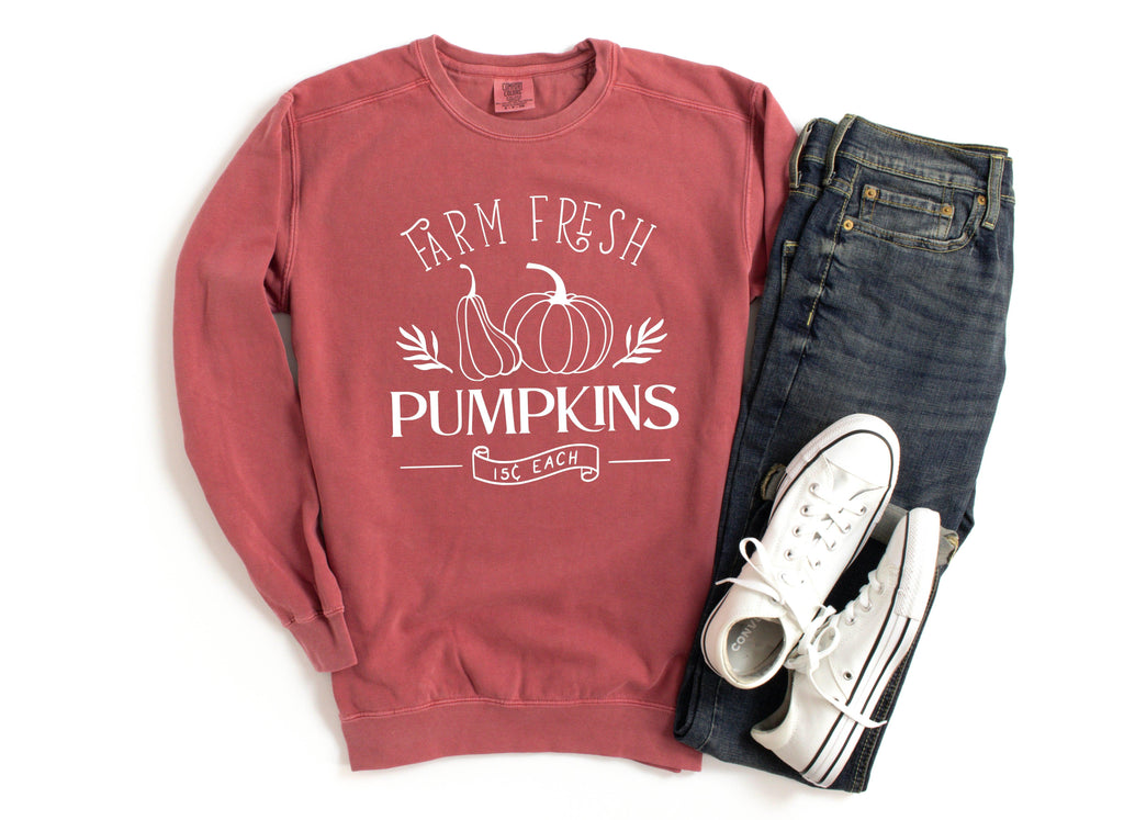 Farm Fresh Pumpkins Fall Garment Dyed Comfort Colors Sweatshirt | Thanksgiving