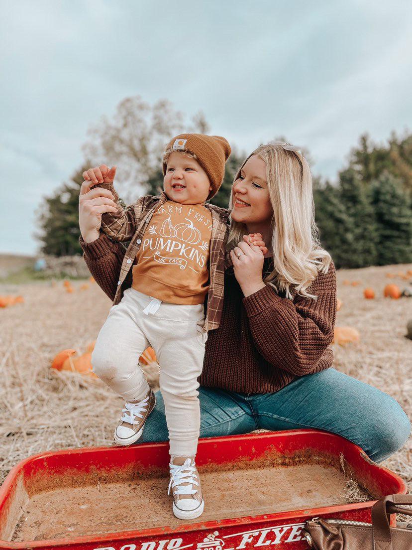 Farm Fresh Pumpkins Organic Cotton Baby and Toddler Fall and Winter Pullover