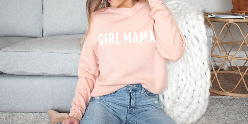 Girl Mama Sponge Fleece Crewneck Sweatshirt (Rounded font)