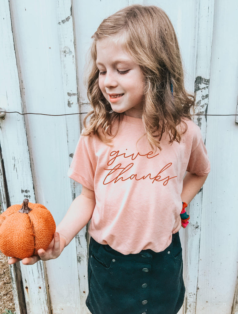 Give Thanks Fall Baby and Toddler and Youth T shirt | Thanksgiving