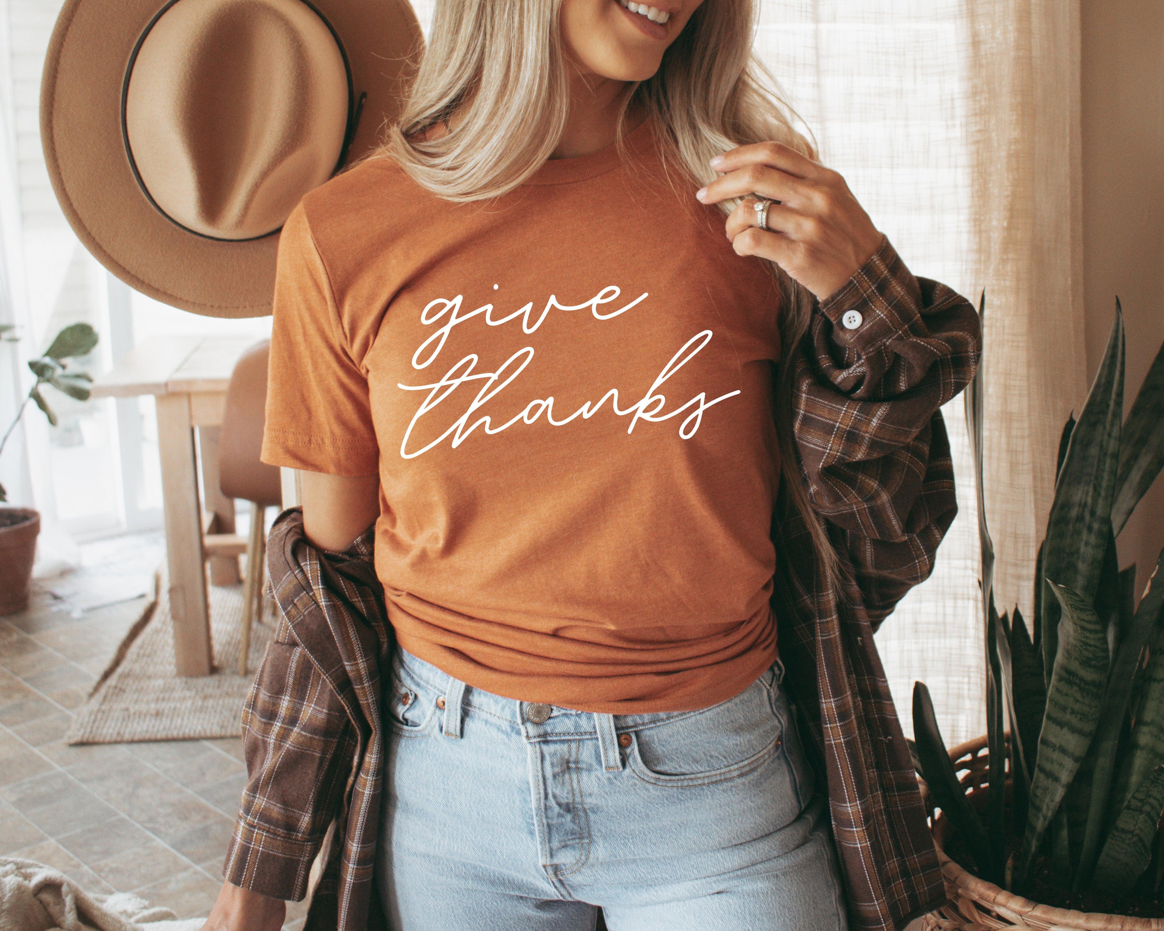 Give Thanks Fall Graphic T-Shirt | Thanksgiving