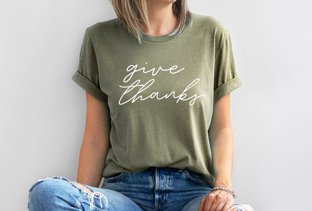 Give Thanks Fall Graphic T-Shirt | Thanksgiving
