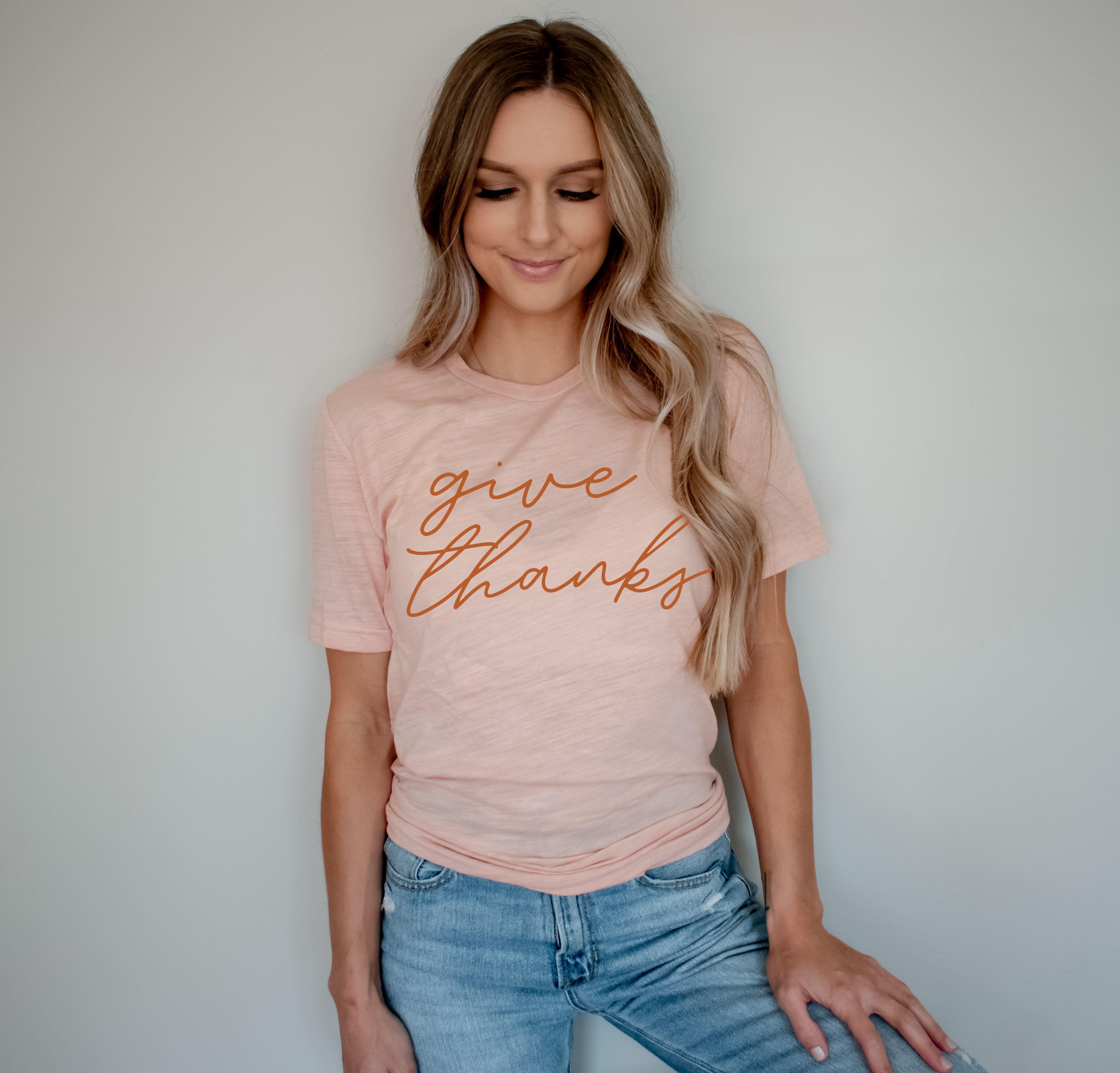 Give Thanks Fall Graphic T-Shirt | Thanksgiving