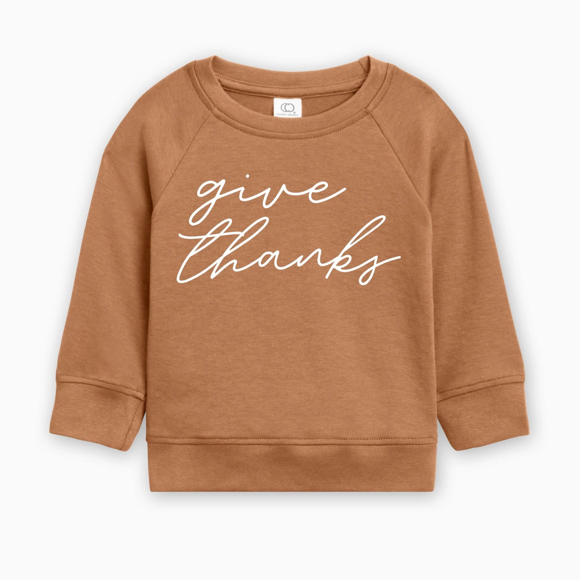 Give Thanks Organic Cotton Baby and Toddler Pullover for Thanksgiving day