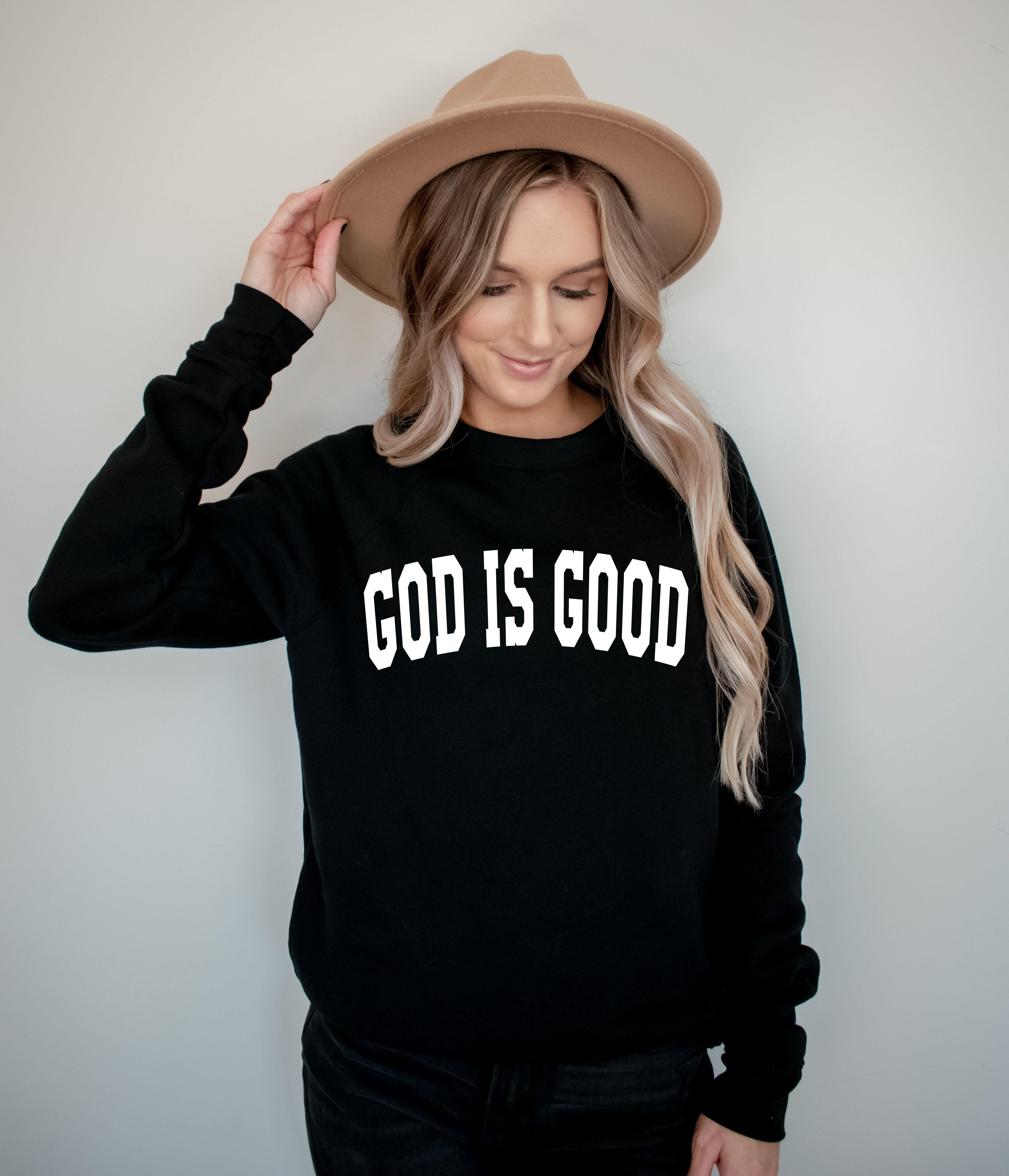 God is Good Christian Bible Sponge Fleece Crewneck Sweatshirt