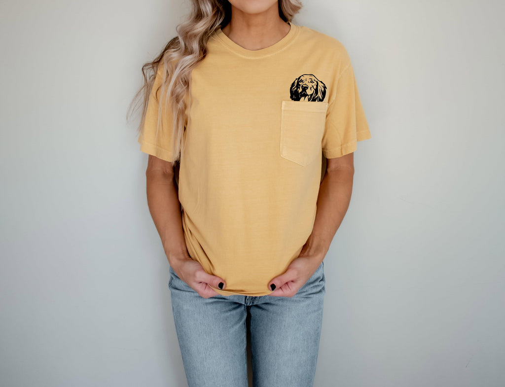 Golden Retriever Dog Mom Comfort Colors Pocket T Shirt