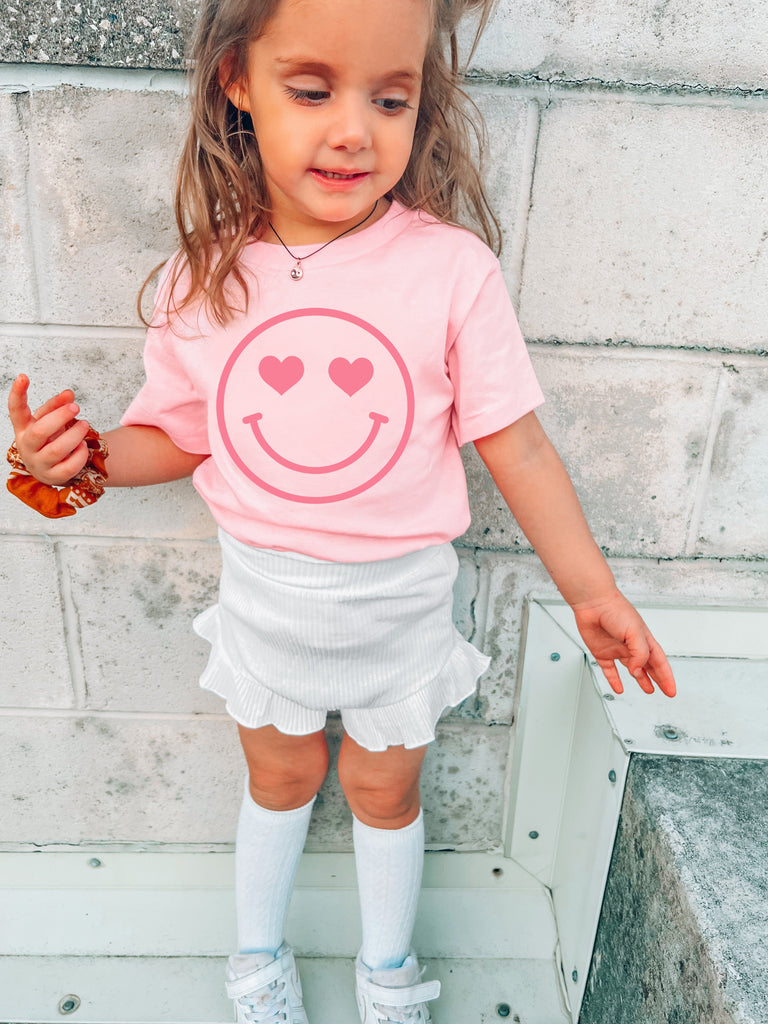 Heart Eyes Smiley Face Baby and Toddler Girl Summer, Spring T-Shirt
