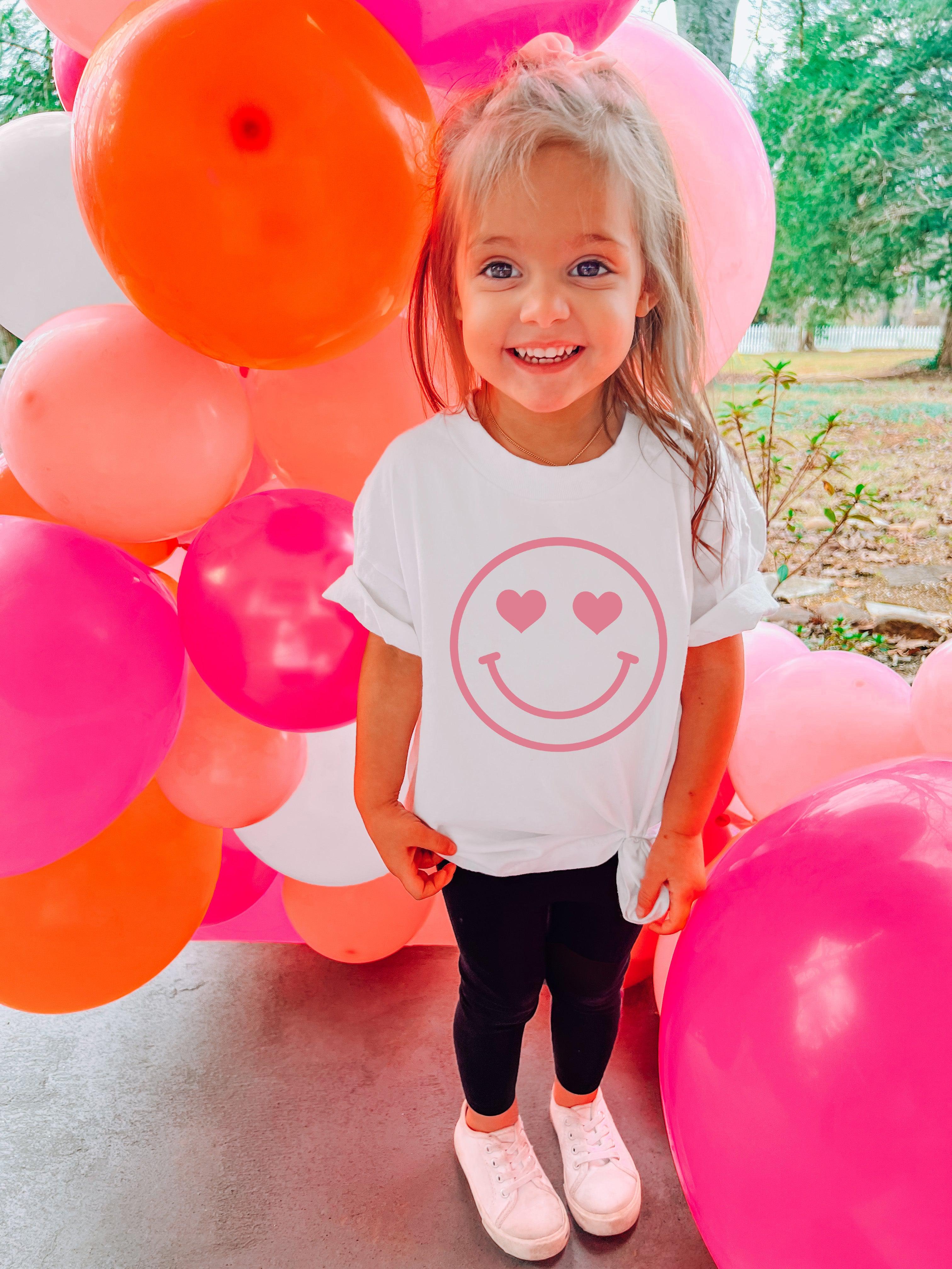 Heart Eyes Smiley Face Baby and Toddler Girl Summer, Spring T-Shirt