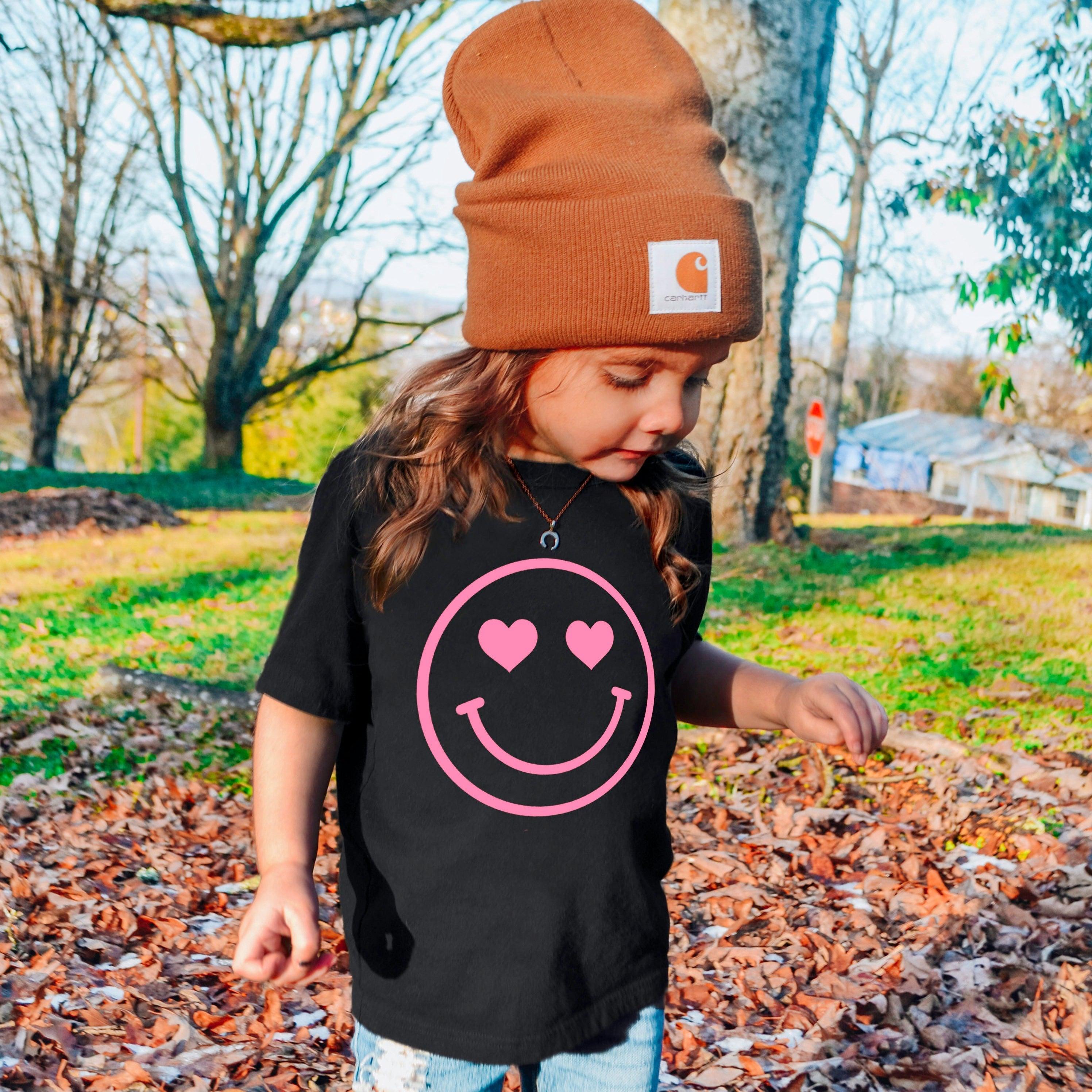 Heart Eyes Smiley Face Baby and Toddler Girl Summer, Spring T-Shirt