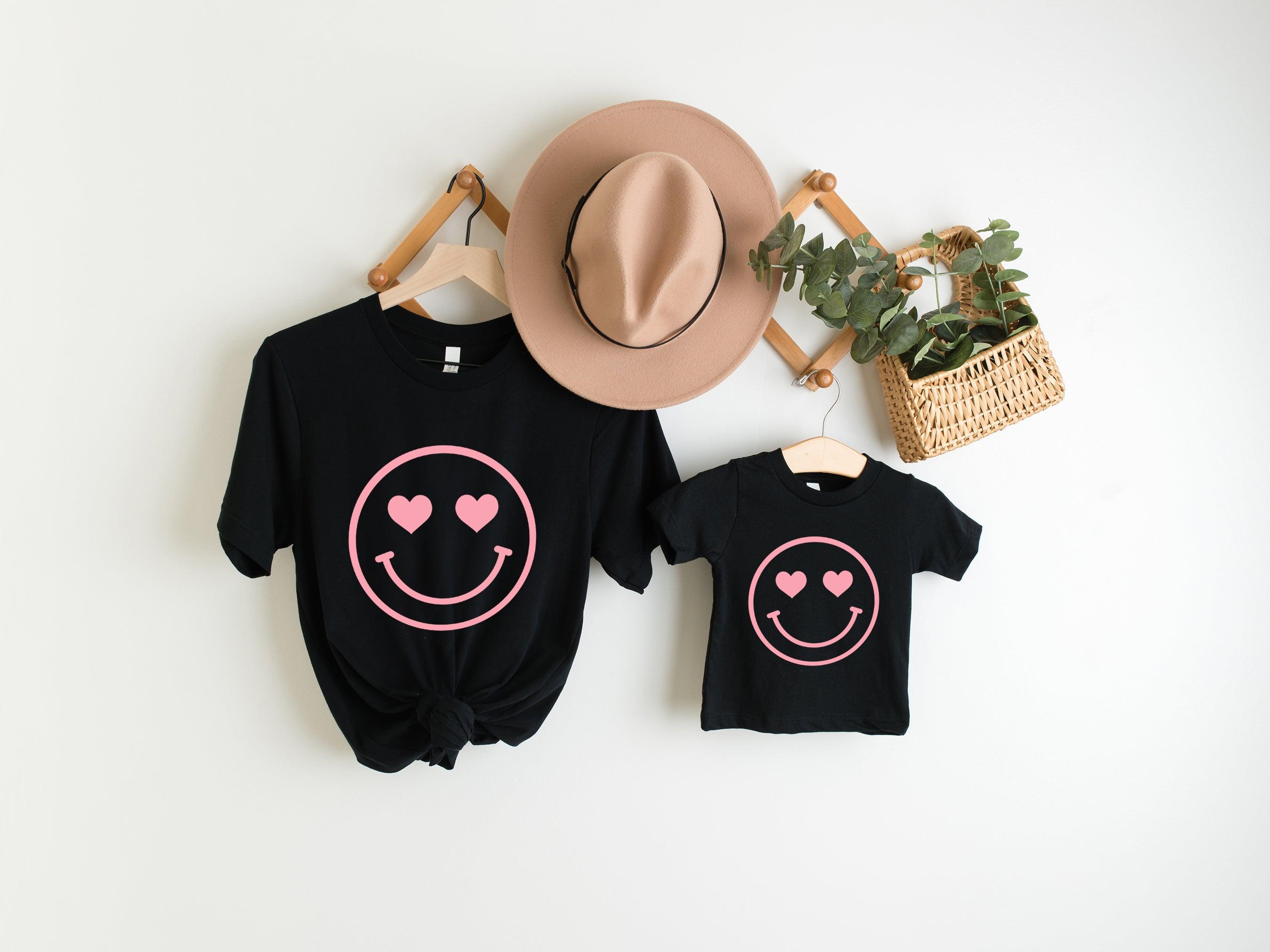 Heart Eyes Smiley Face Spring, Summer Tshirt | Matching shirts with a baby