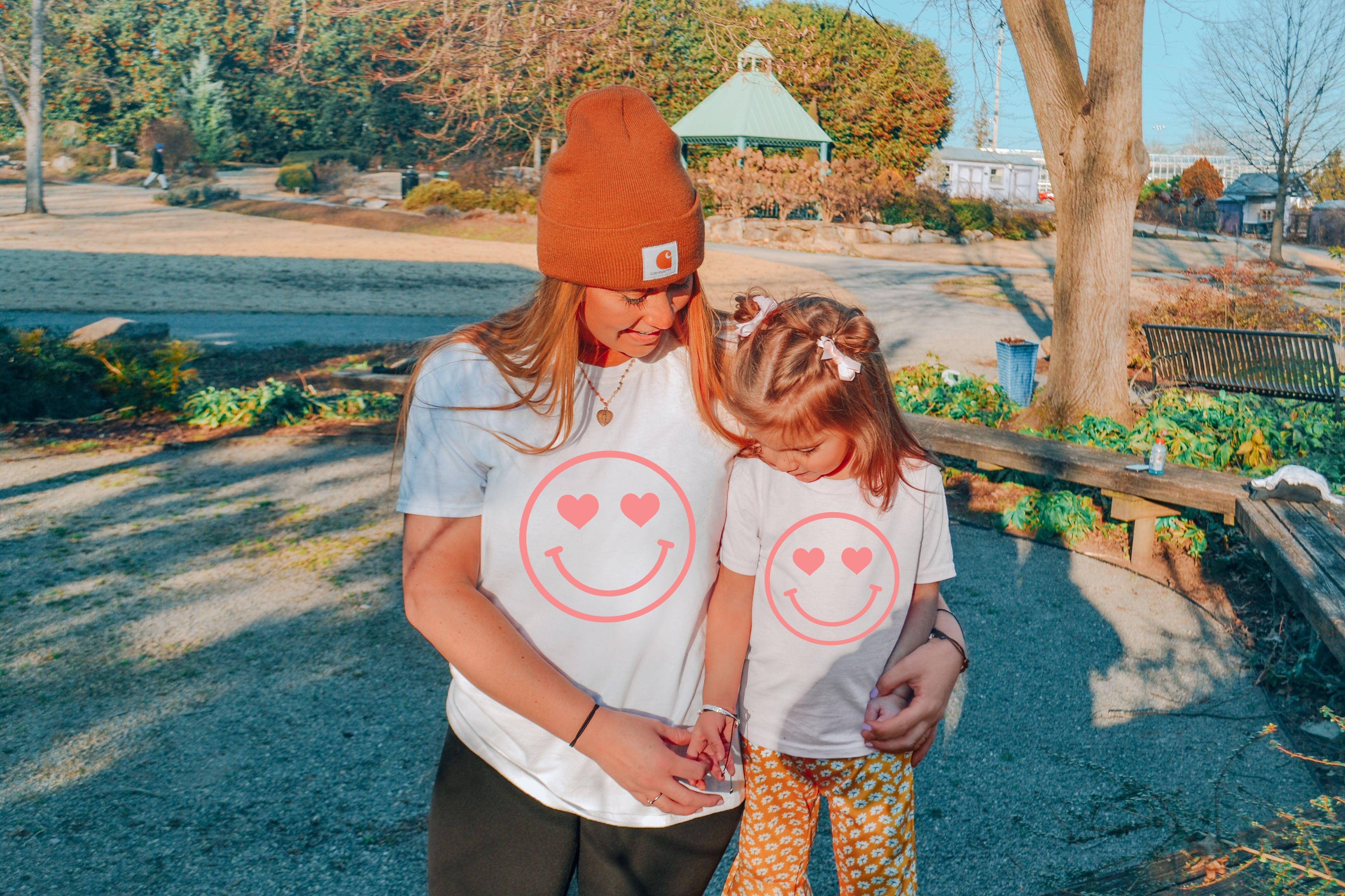 Heart Eyes Smiley Face Spring, Summer Tshirt | Matching shirts with a baby