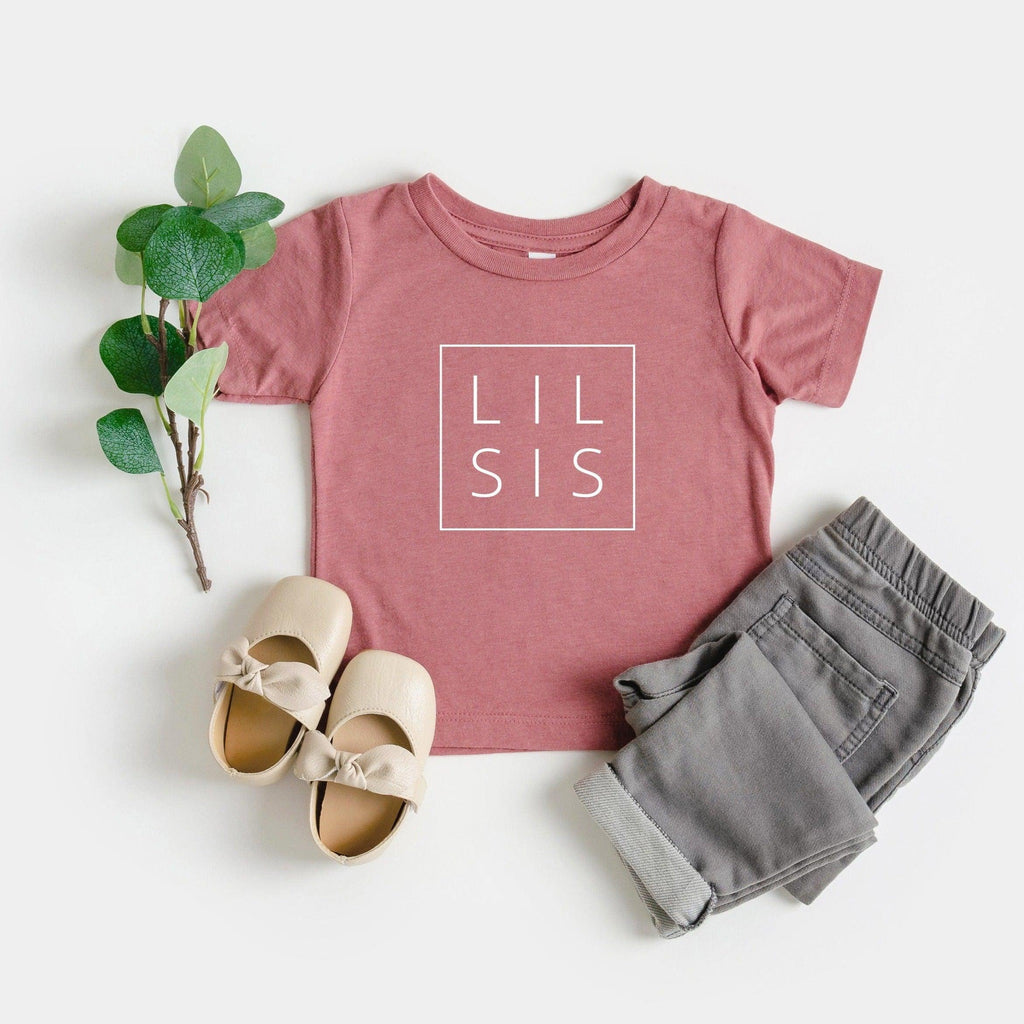 Lil sis Baby and Toddler Tshirt | Little Sister Pregnancy announcement sibling shirts (Square)