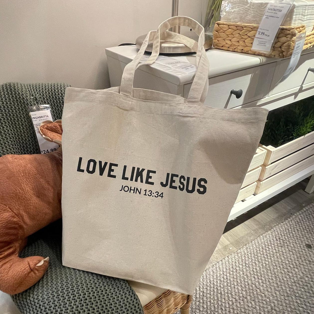 Love Like Jesus Christian Bible Canvas Tote Bag | Grocery Bag | Christian Canvas Tote Bag Gift