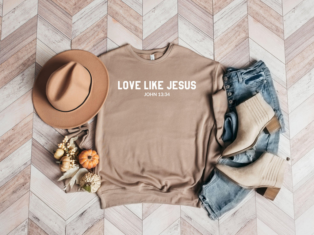 Love Like Jesus Christian Bible Sponge Fleece Crewneck Sweatshirt