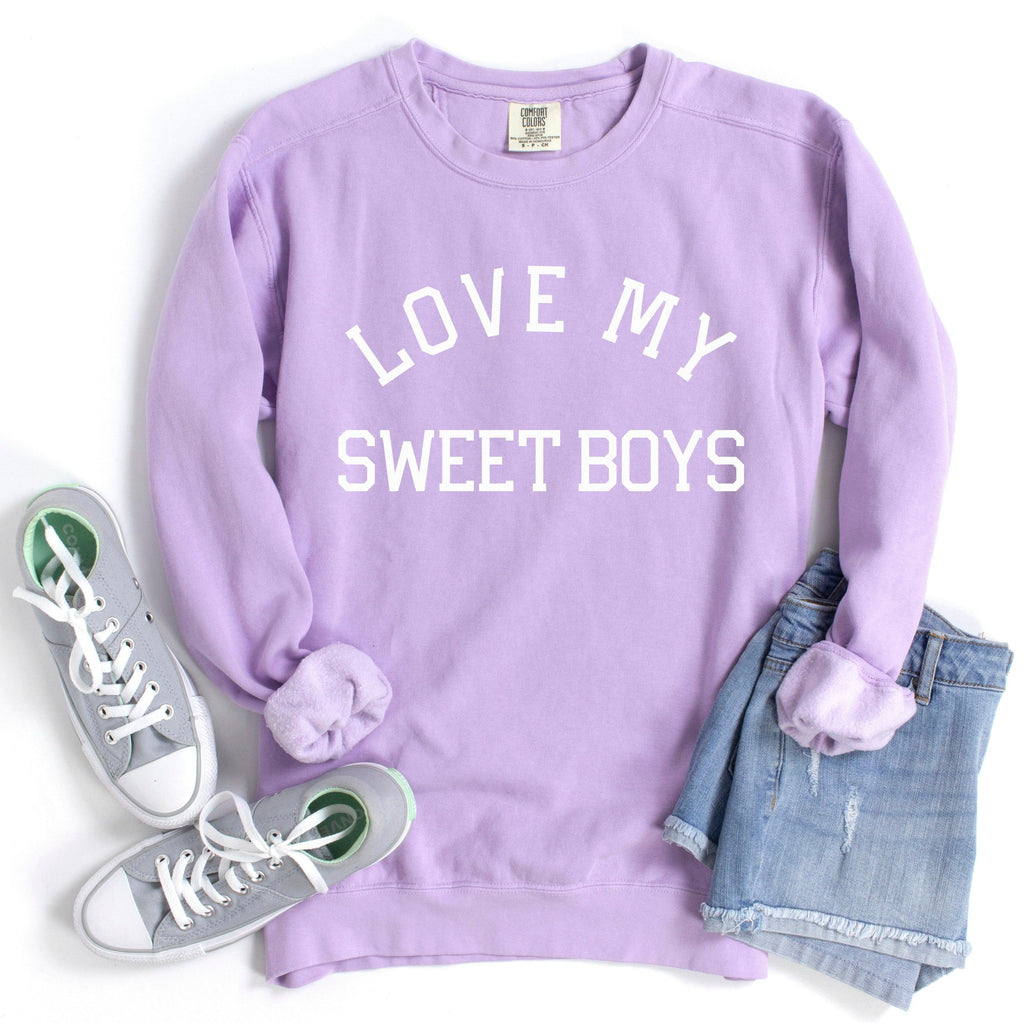 Love My Sweet Boys Boy mom Garment Dyed Comfort Colors Sweatshirt