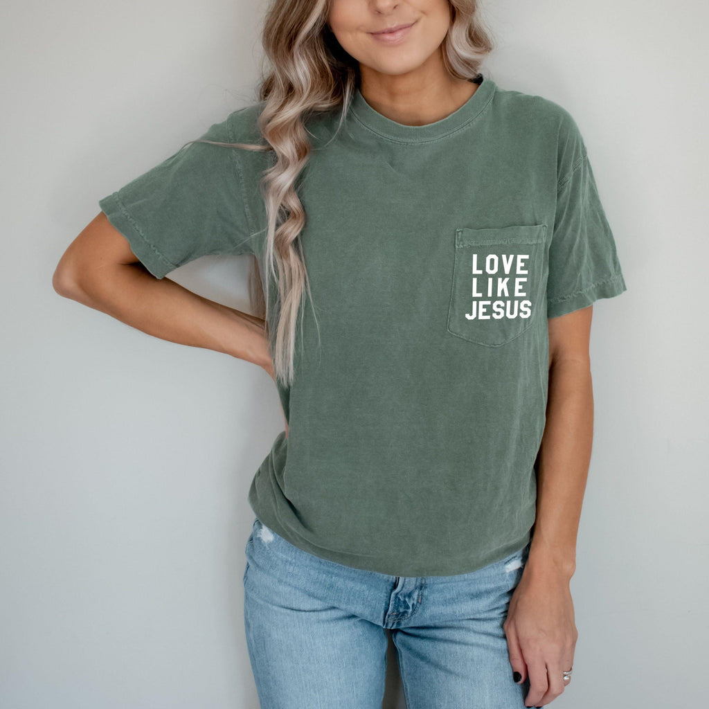 Love like Jesus Comfort Colors Pocket T Shirt | Pro life, Christian shirt