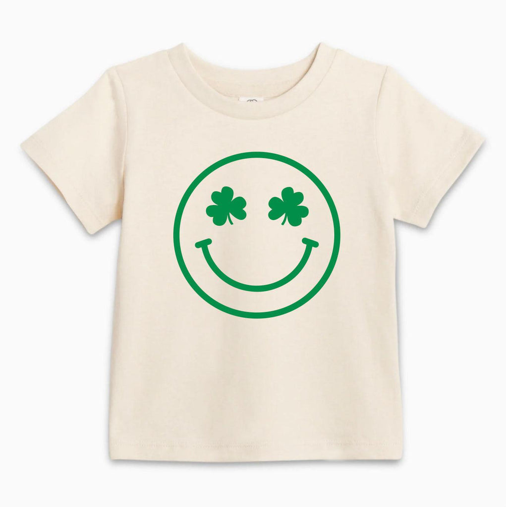 Lucky Shamrock Clover Smile Organic Cotton Baby And Kids Tee